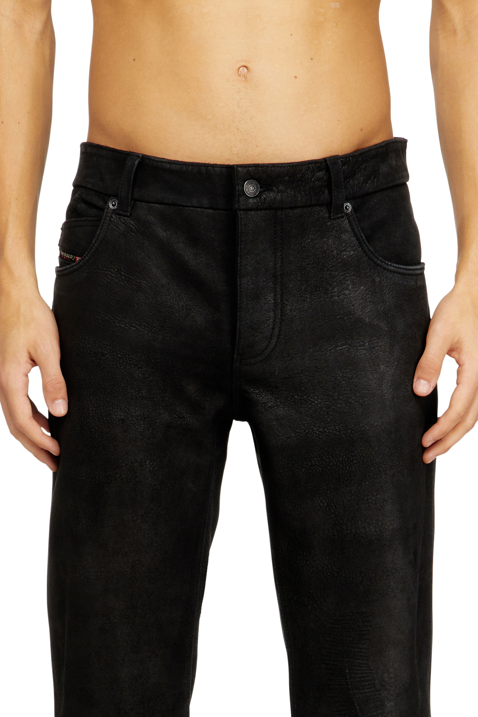 Diesel - P-VYLL-DMBI, Man's Jean-cut leather pants in Black - 5