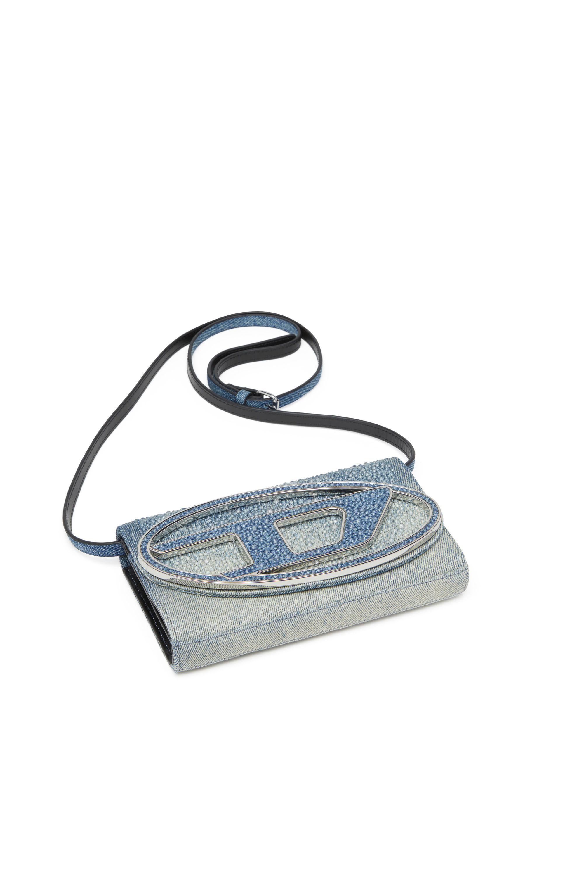 Diesel - 1DR WALLET STRAP, Woman's Wallet purse in crystal denim in Blue - 5