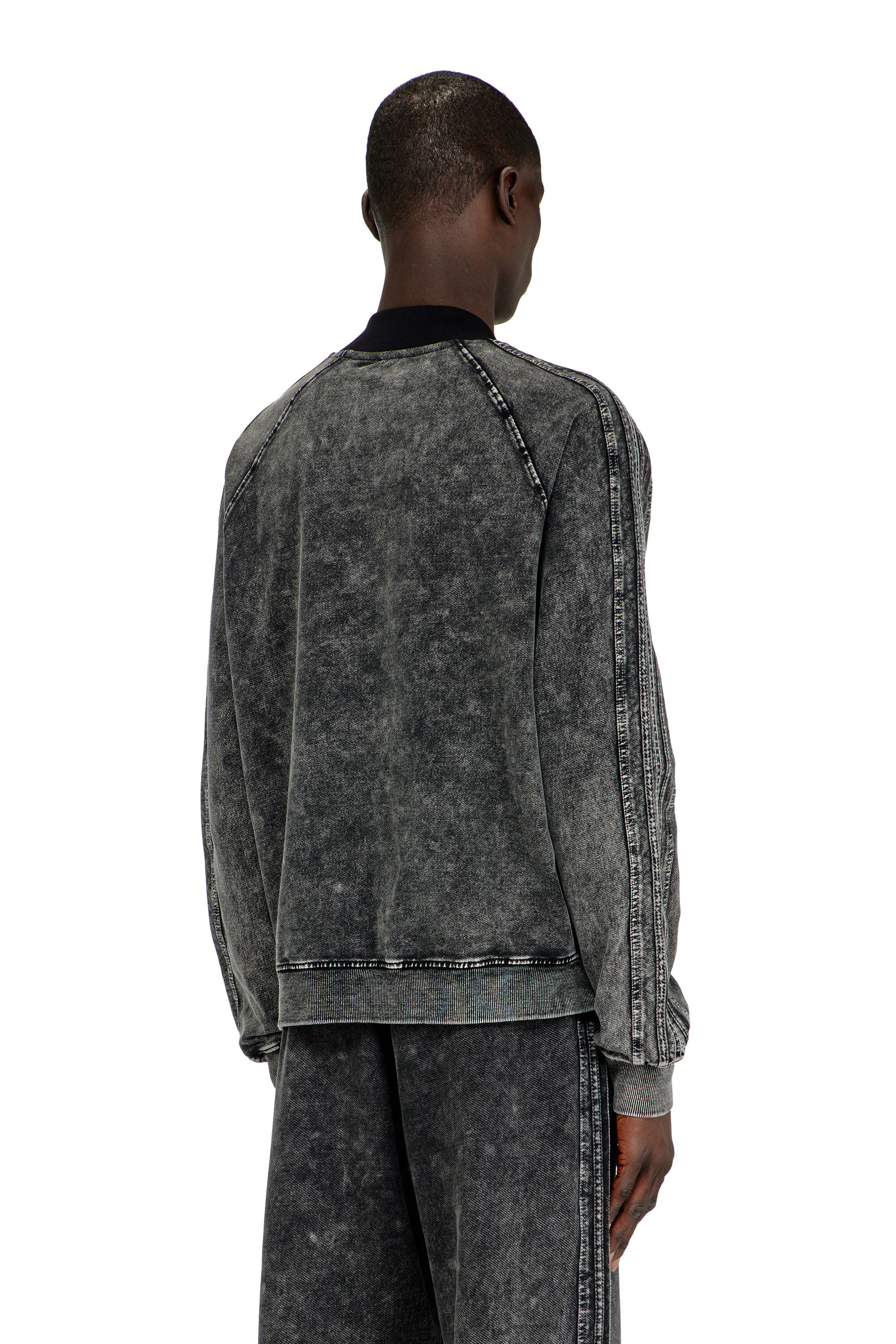 Diesel - S-ALT, Man's Zip-up sweatshirt with sleeve bands in Black - 3