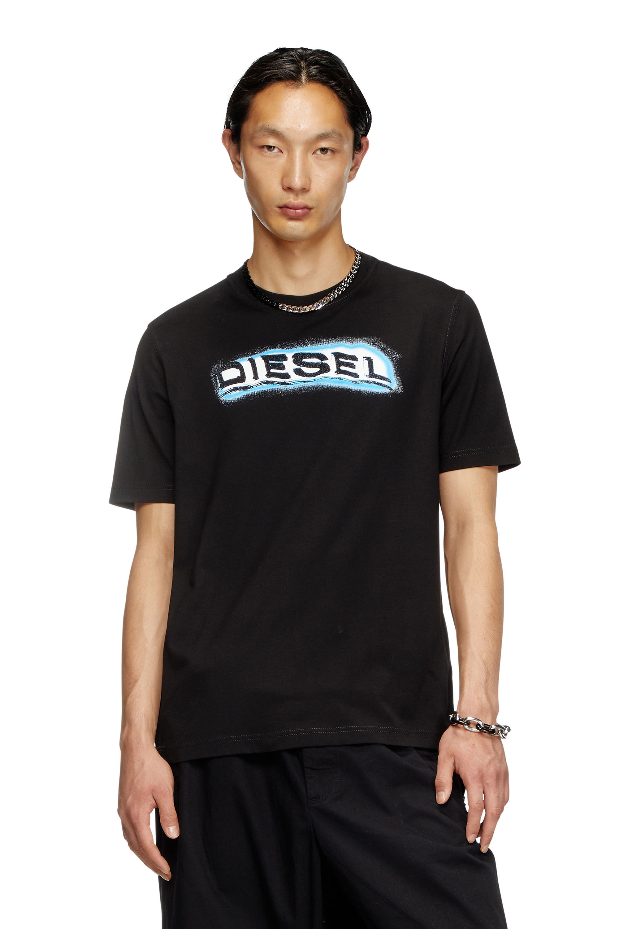 Diesel - T-ADJUST-R4, Man's T-shirt with puff-print logo in Black - 3