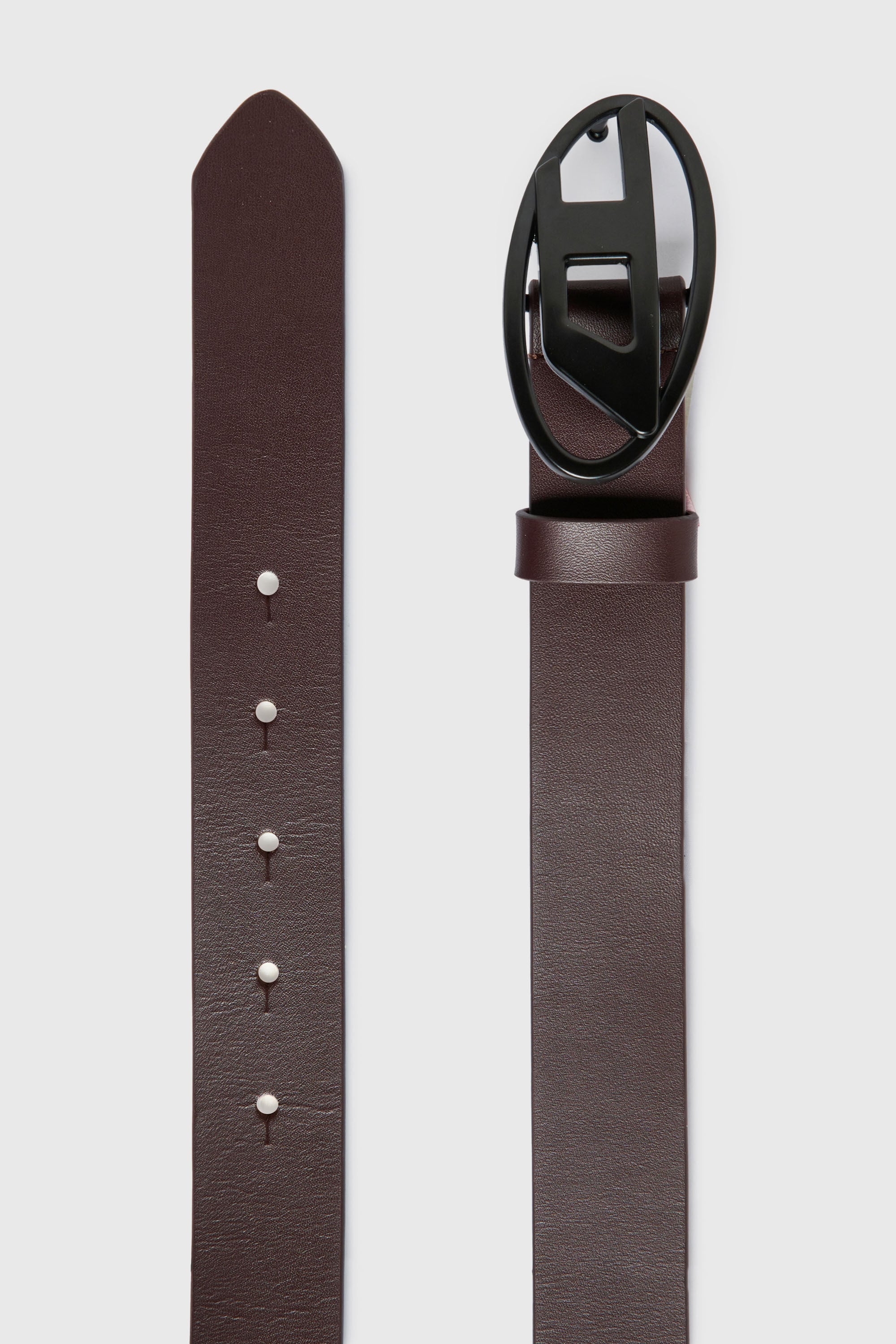 Diesel - B1DRN, Unisex's 3 cm leather belt with Oval D buckle in Brown - 2