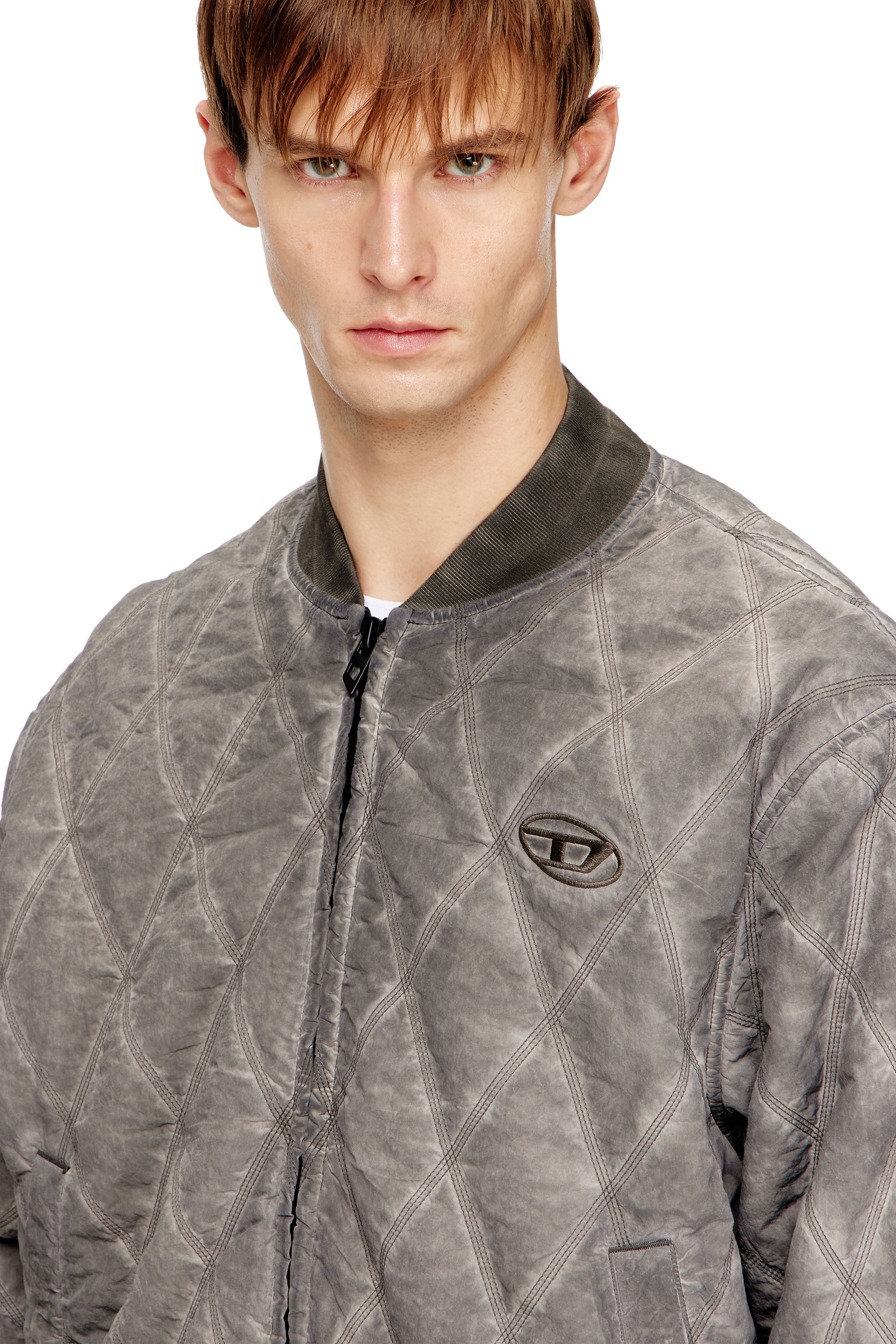 Diesel - J-TYPE-TREAT, Man's Padded argyle-quilted bomber jacket in Grey - 5
