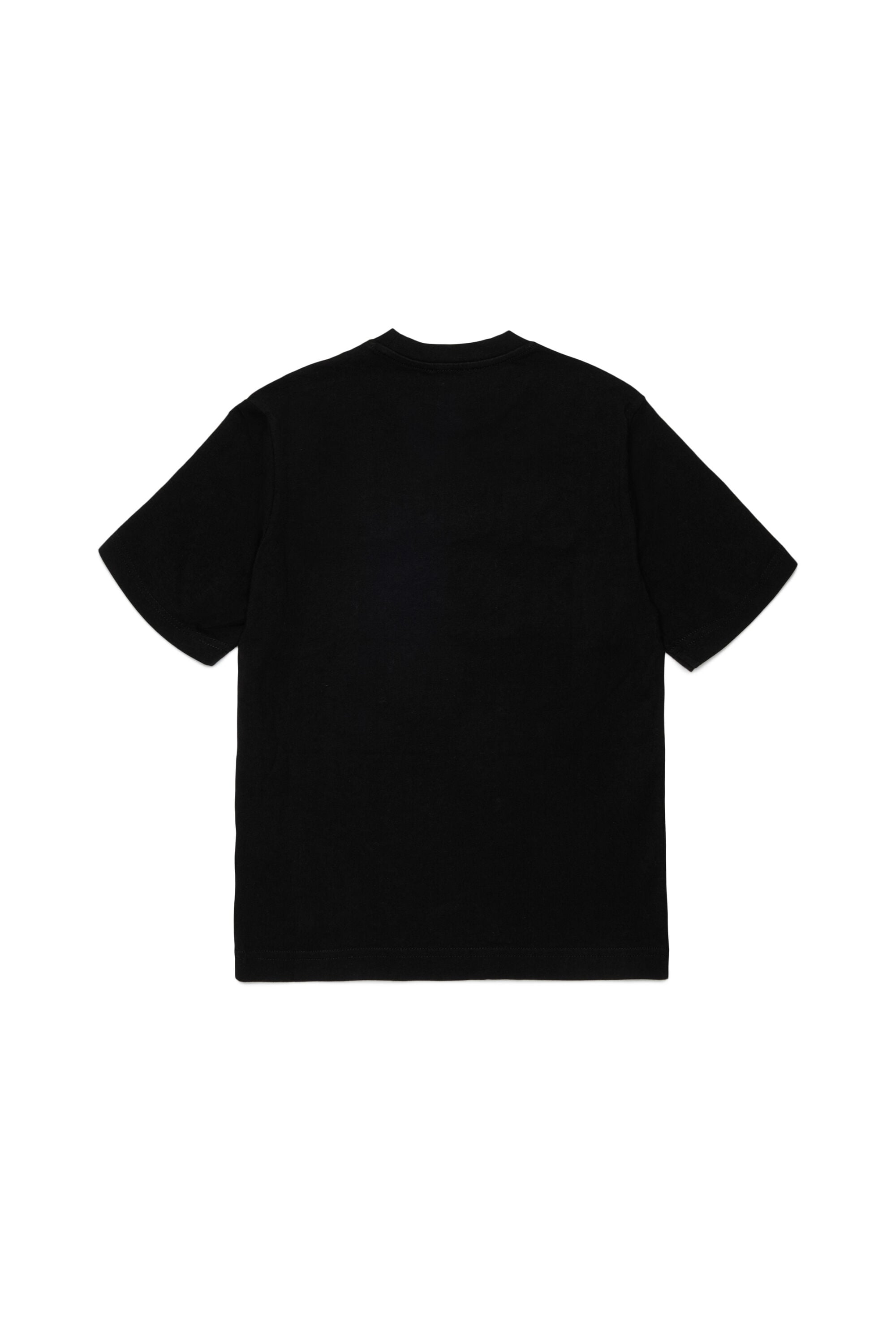 Diesel - TJEANS OVER, Man's Cotton T-shirt with frayed-effect logo in Black - 2