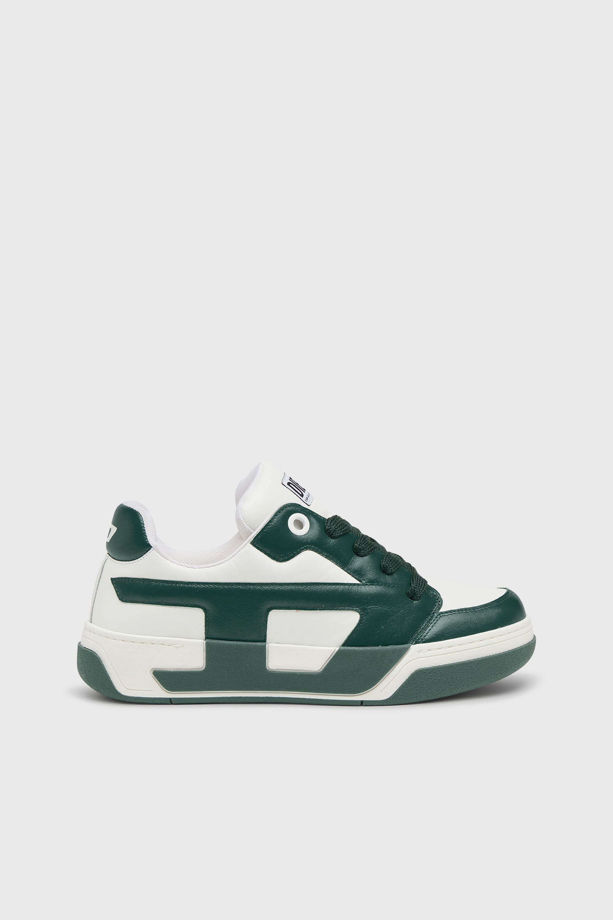 Diesel - S-D-OLLIE LOW, Man's D-Ollie-Sneakers in colour-block leather in White/Green - 1