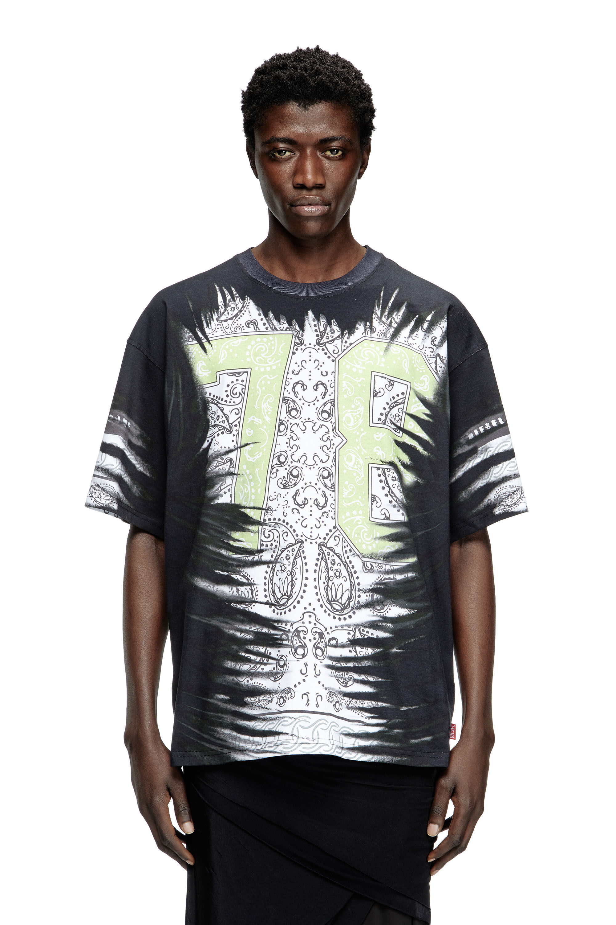 Diesel - T-BOXT-78-R1, Man's T-shirt with 78 bandana print in Black - 3