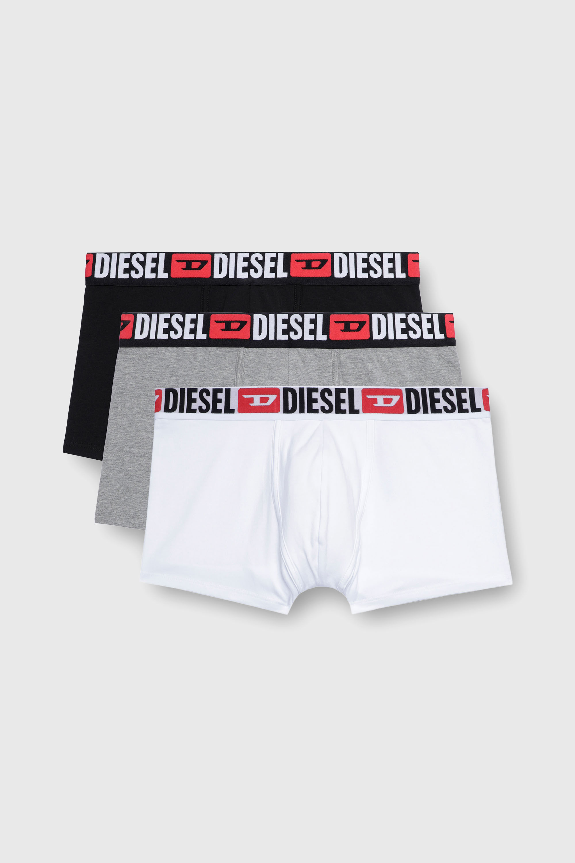 Diesel - UMBX-DAMIENTHREEPACK, Man's Three-pack of all-over logo waist boxers in White/Grey - 2