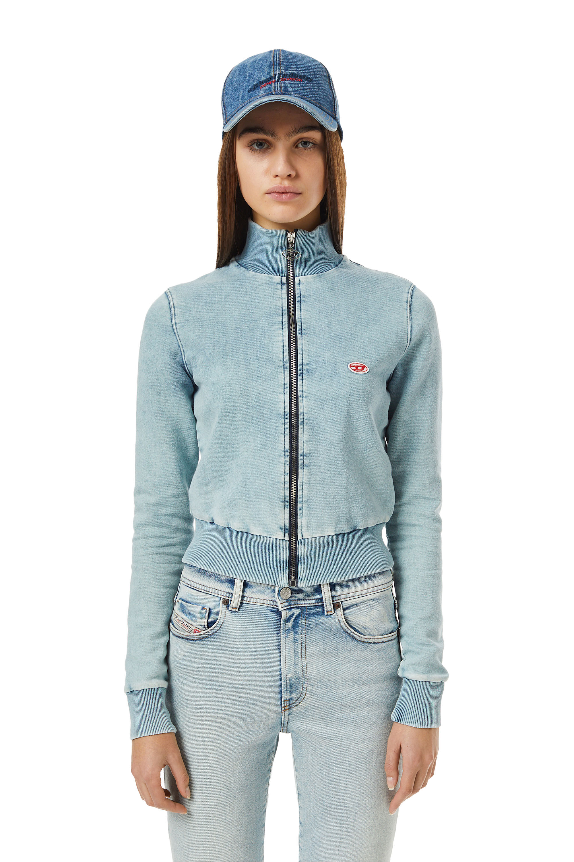 Diesel - D-EMY TRACK DENIM SWEATSHIRT, Light Blue - Image 3