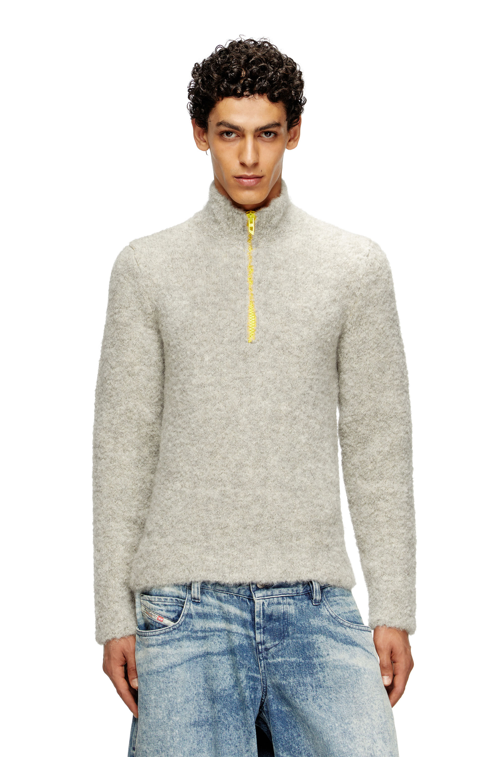 DIESEL ニット 切替え ラップ調 カシミヤ混 アイボリー グレー XXS A12608_0LIAK_9CY_D.jpg