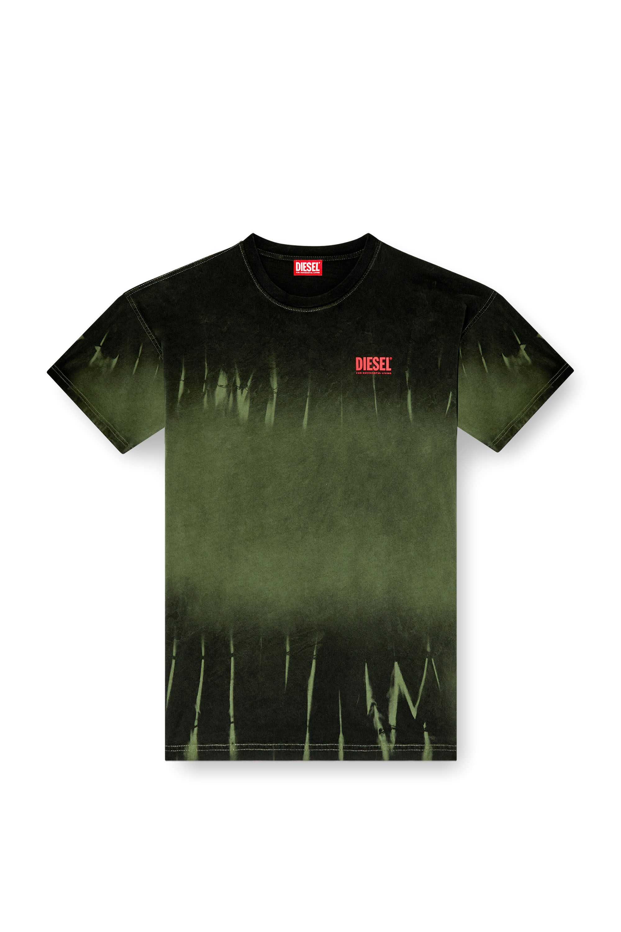 Diesel - T-BOXT-R3, Man's Tie-dye T-shirt with logo print in Dark Green - 2