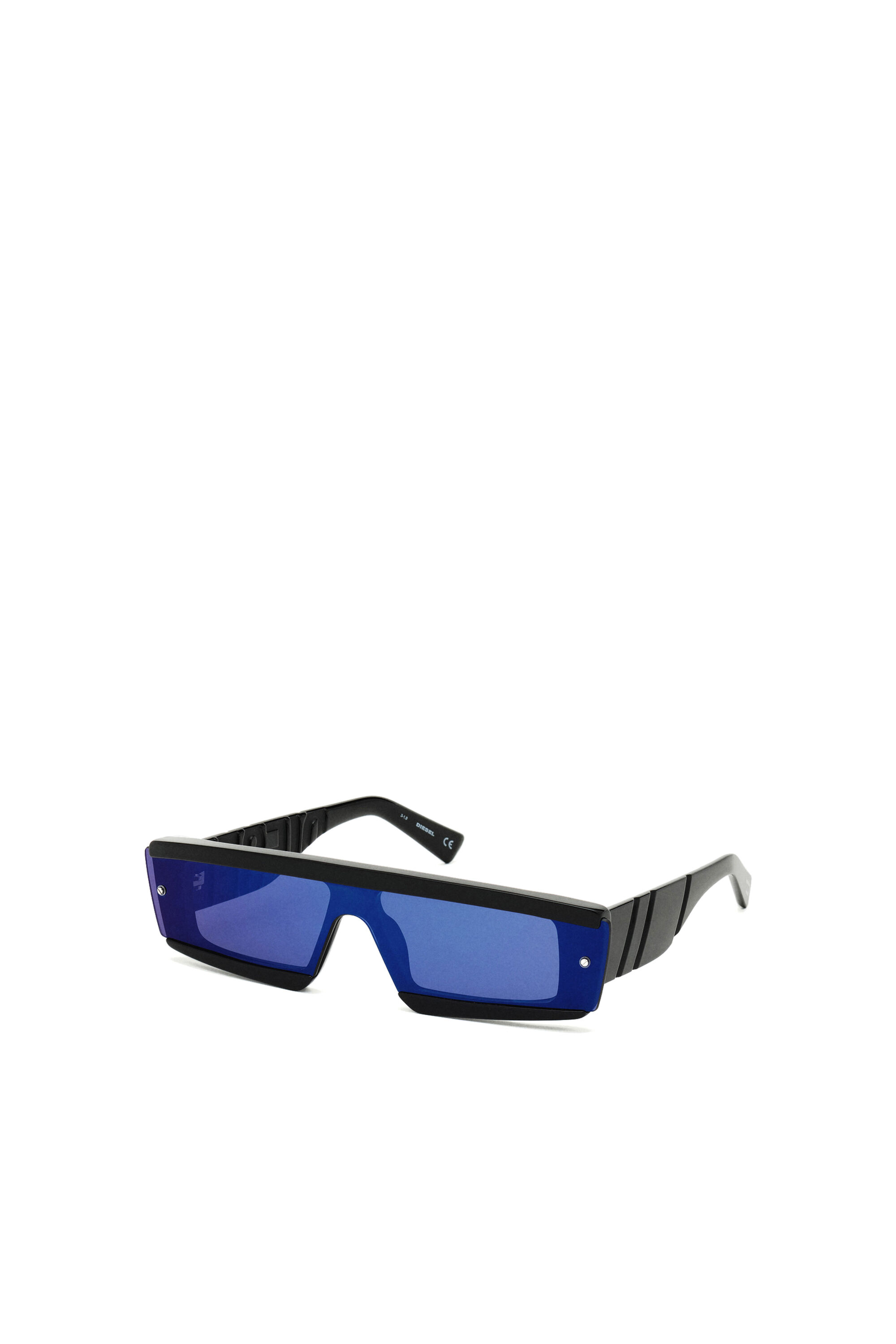 Diesel - DL0318, Man's Acetate wraparound frame with mirror lenses in Black/Blue - 2