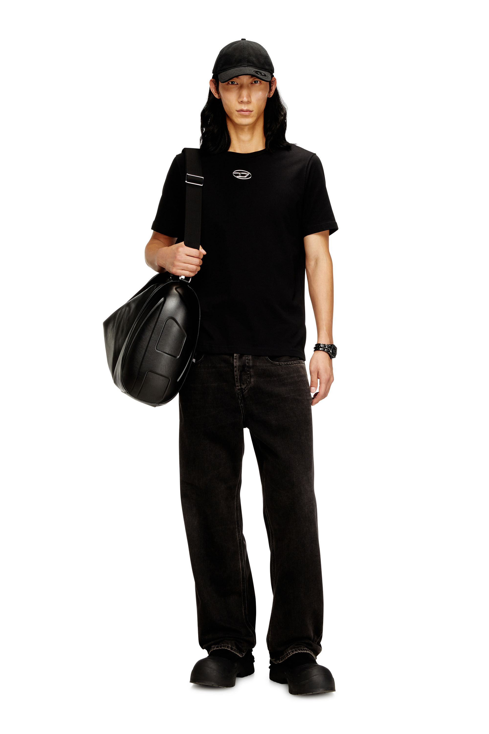 Men's T-shirt with metallic Oval D | Black | Diesel