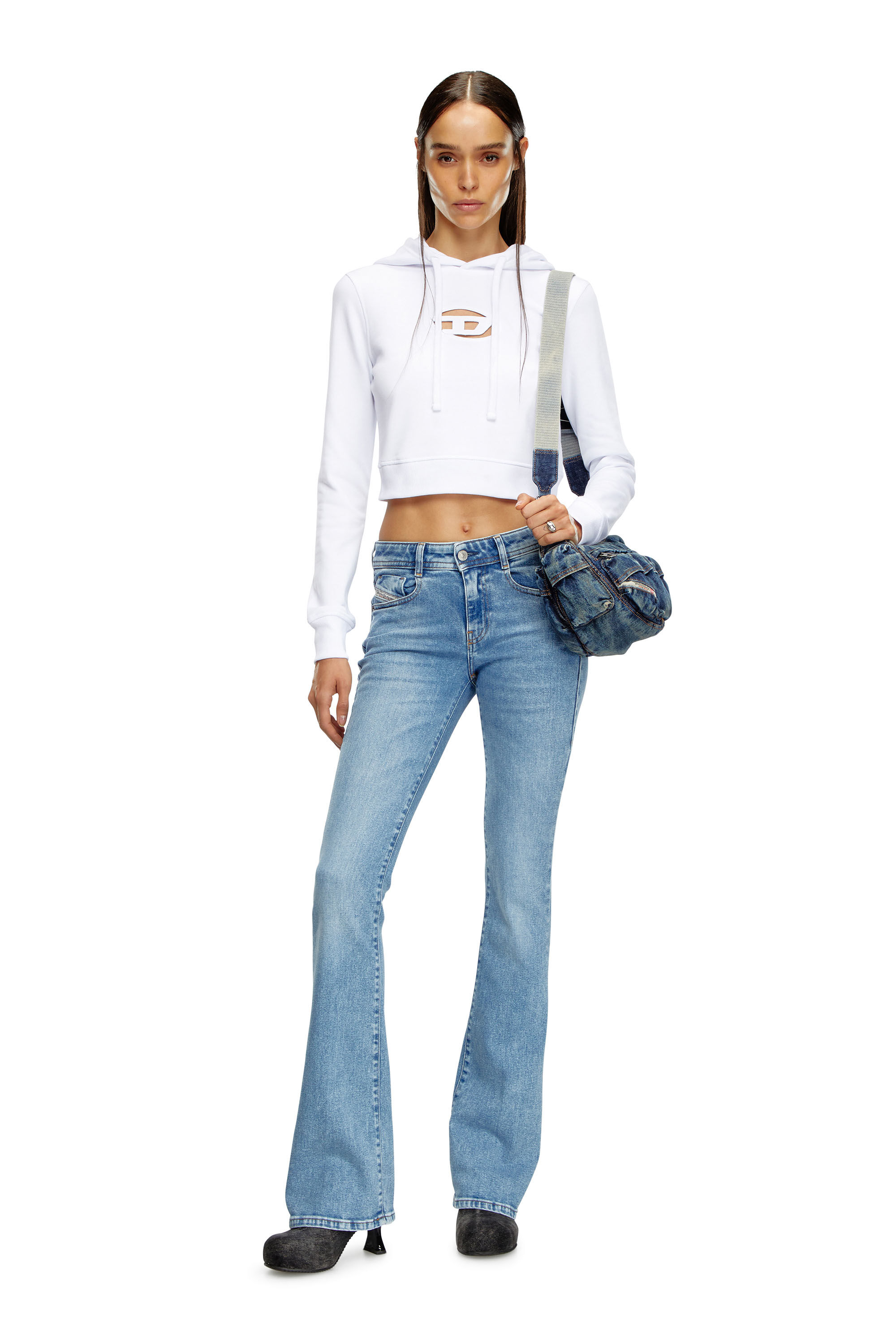 Women's Hoodie with cut-out Oval D Logo | White | Diesel