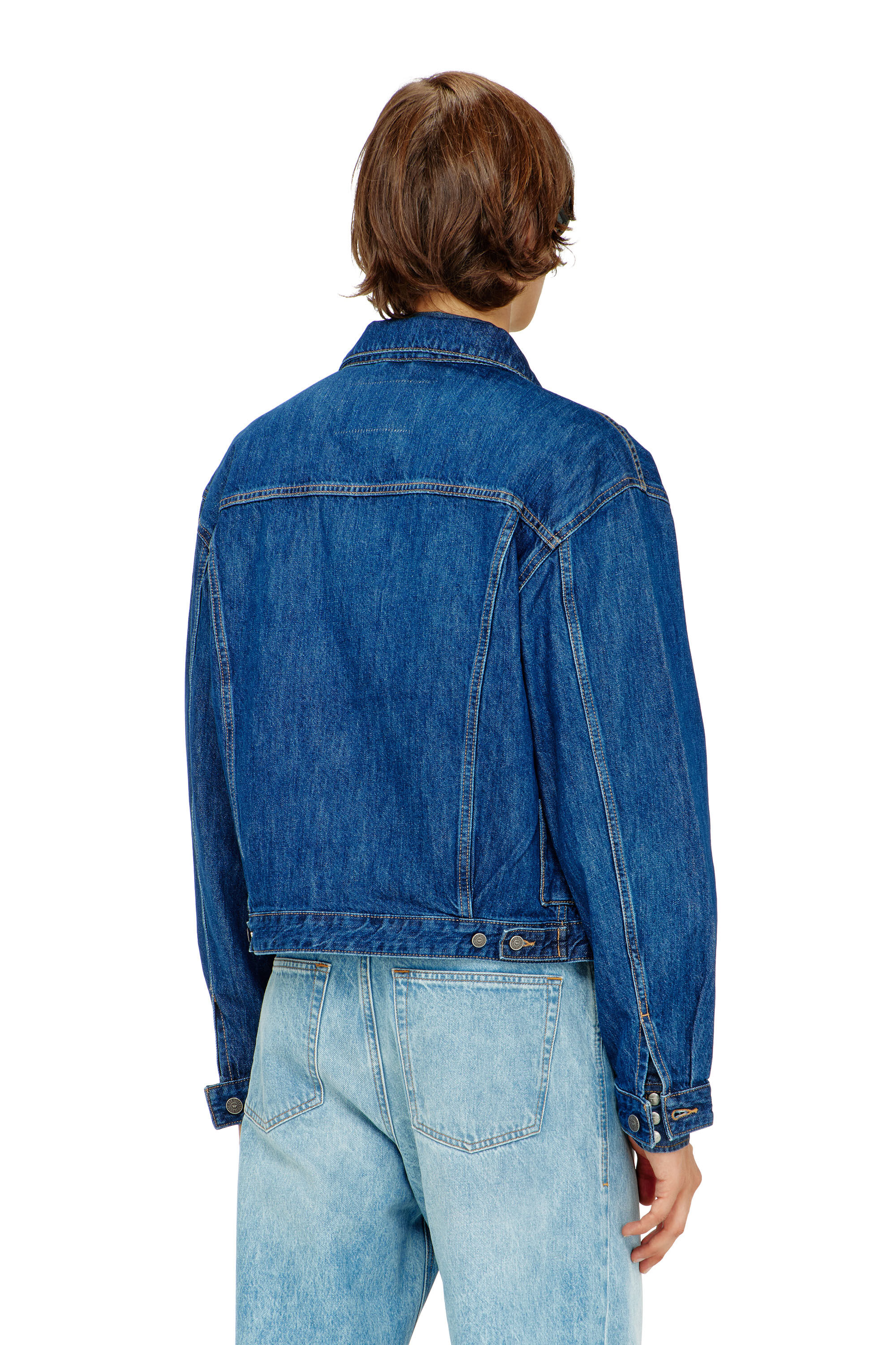Diesel - D-RANGER, Man's Trucker jacket in denim in Medium blue - 4