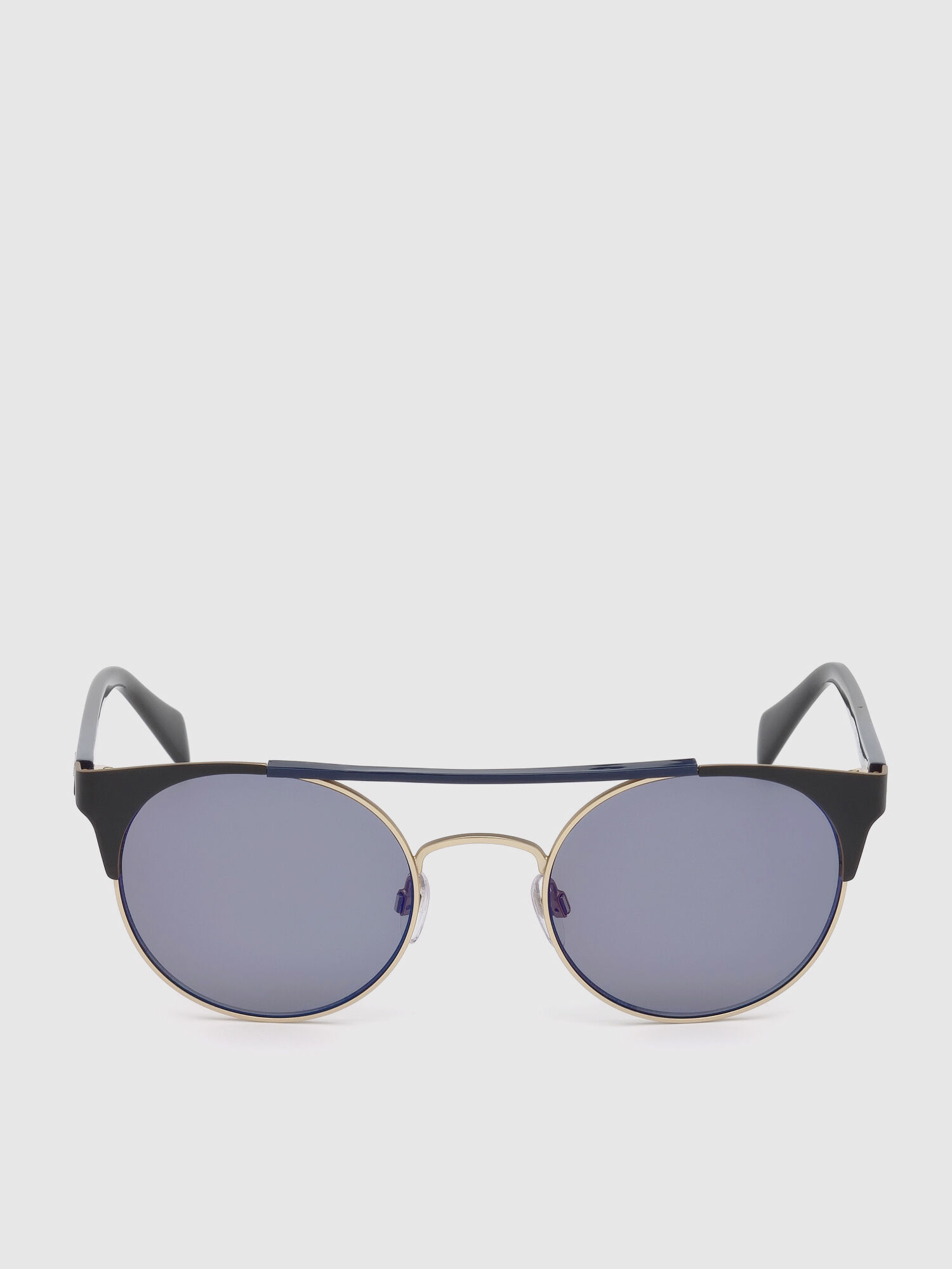 Diesel - DL0218, Unisex's Panto-shaped metal eyewear in Black/Blue - 1