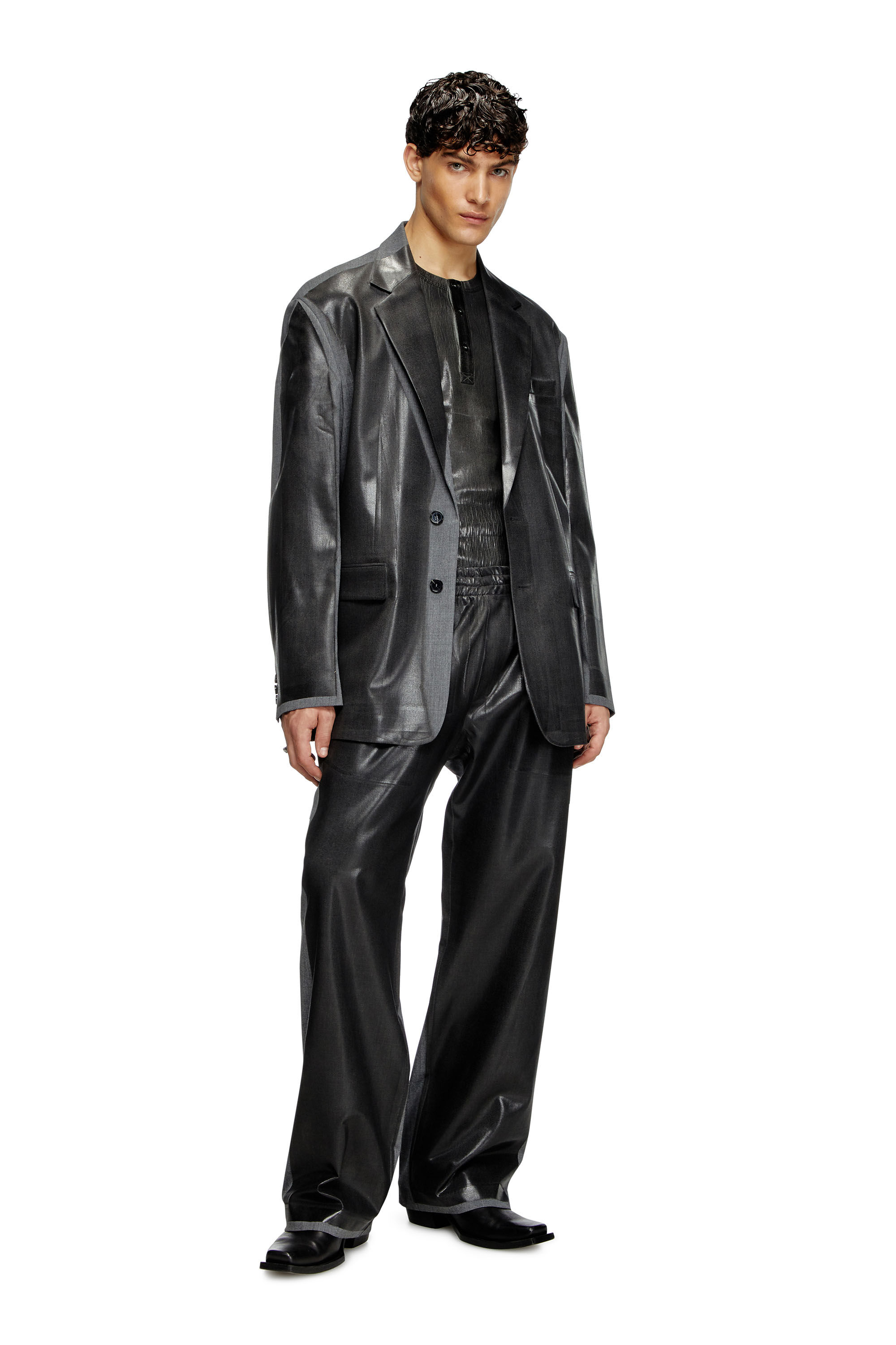 Women's Oversized blazer with coated front | Black | Diesel Women's Oversized blazer with coated front | Black | Diesel