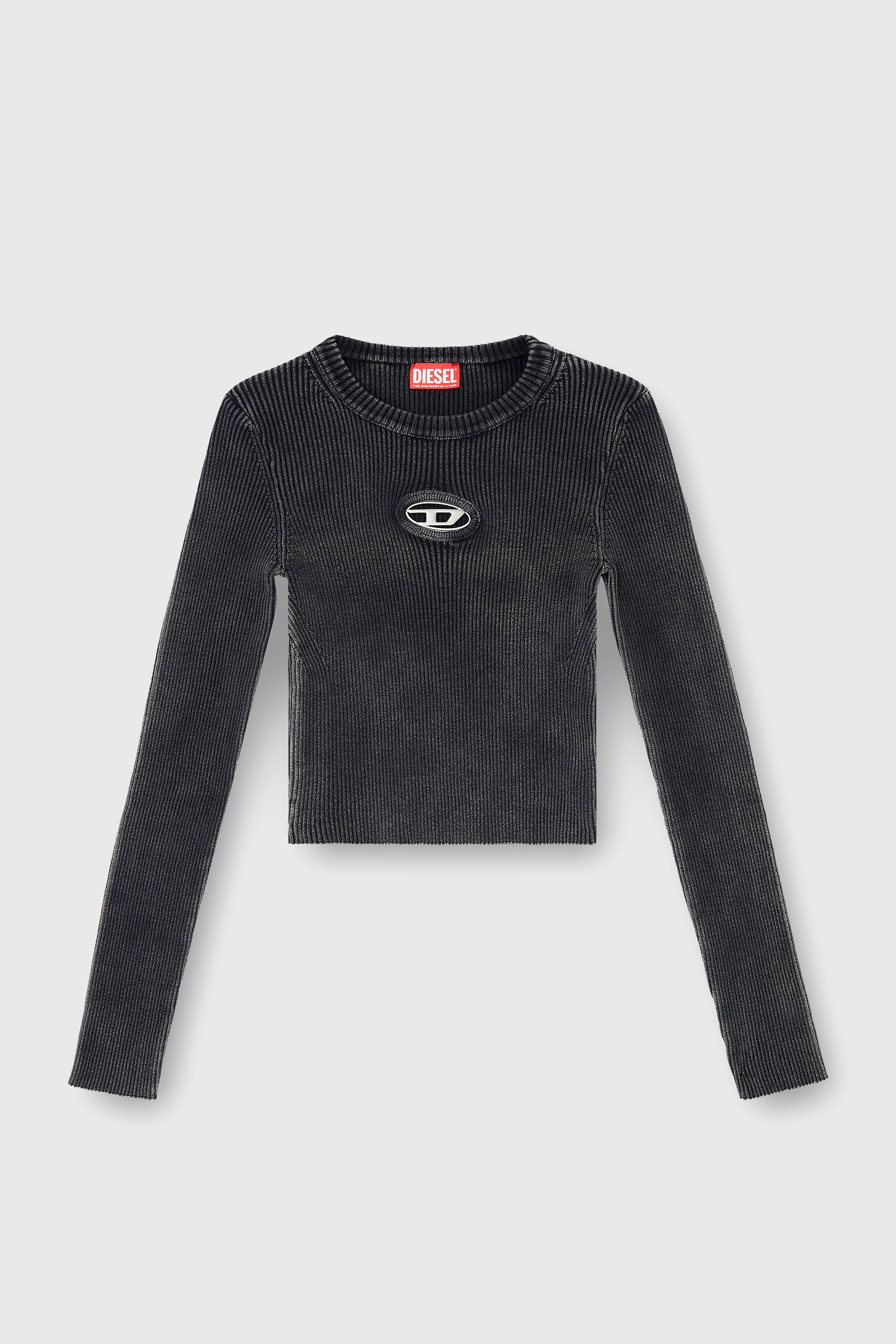 Diesel - M-ANCHOR-A, Woman's Cropped jumper with cut-out logo in Black - 2