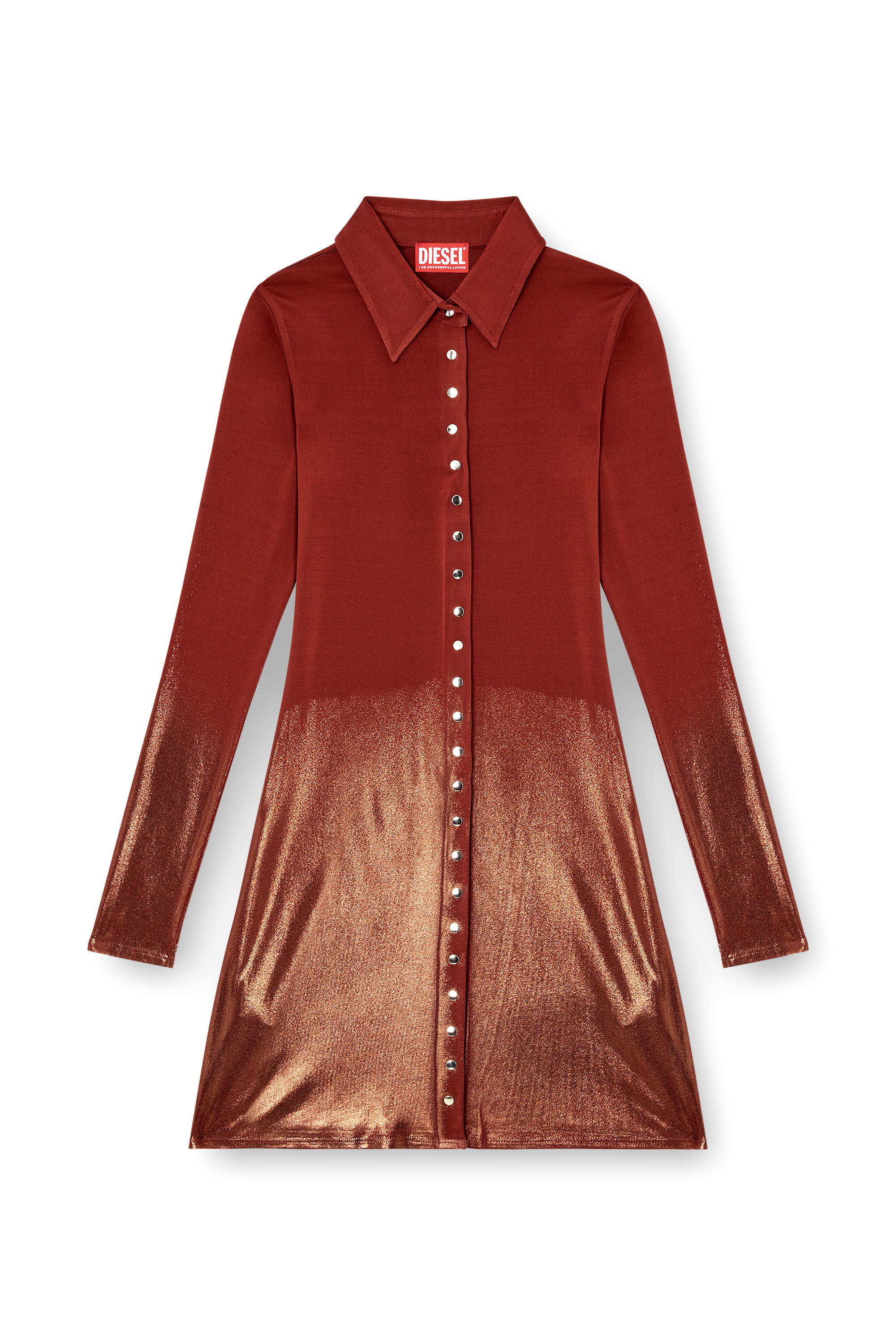 Diesel - D-POL, Woman's Polo mini dress with front buttons in Brown - 2