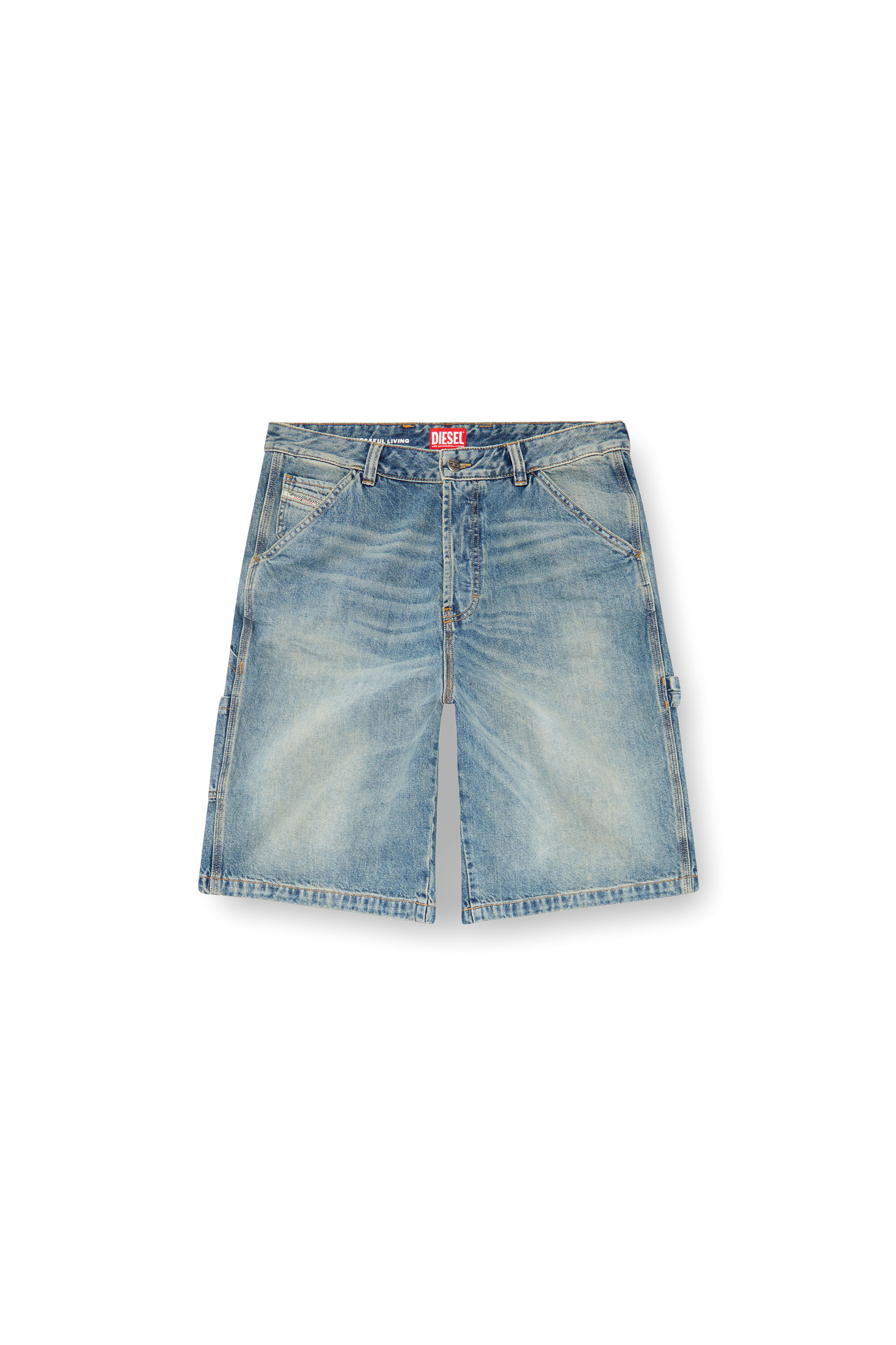 Diesel - D-LIVERY-SHORT, Man's Denim utility shorts in Light Blue - 2