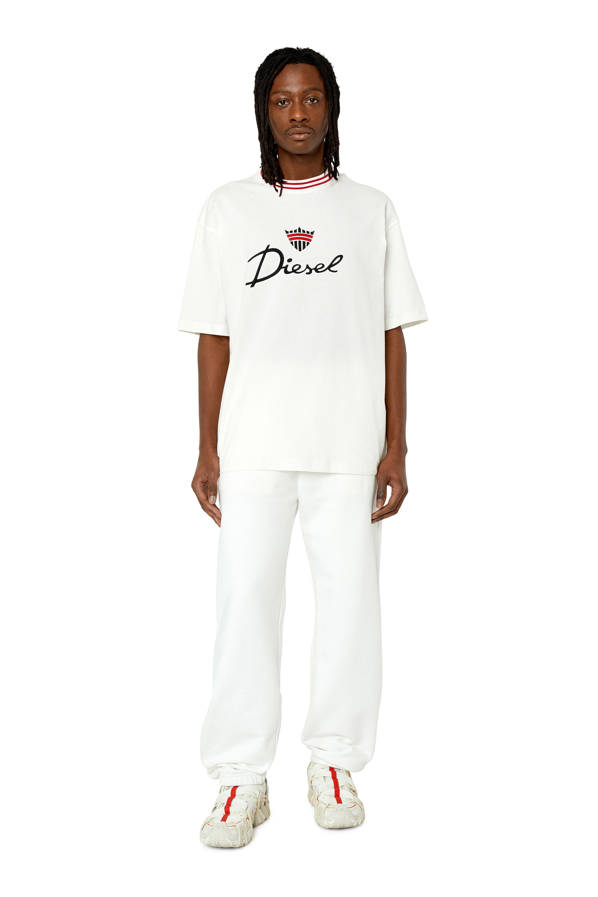 Diesel - T-WASH-G6, Man's T-shirt with crown logo embroidery in White - 1