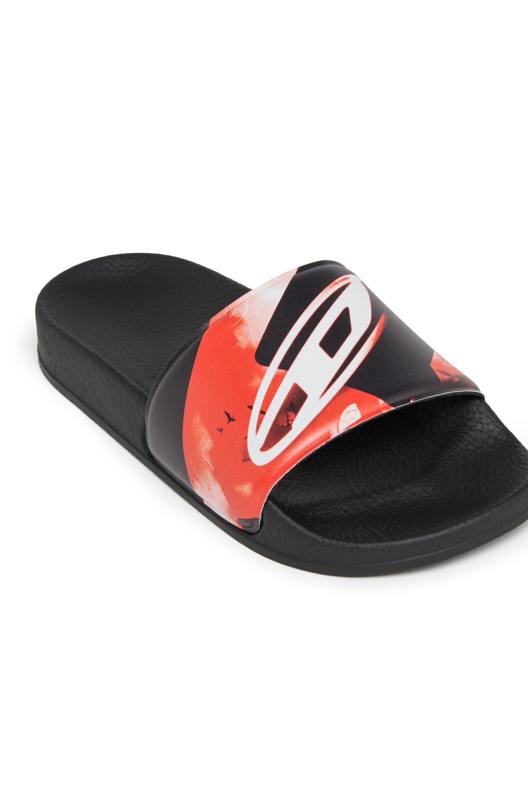 Diesel - SA-BWDIGF, Unisex's SA-BWDIGF-Slides with warped logo in Black - 4