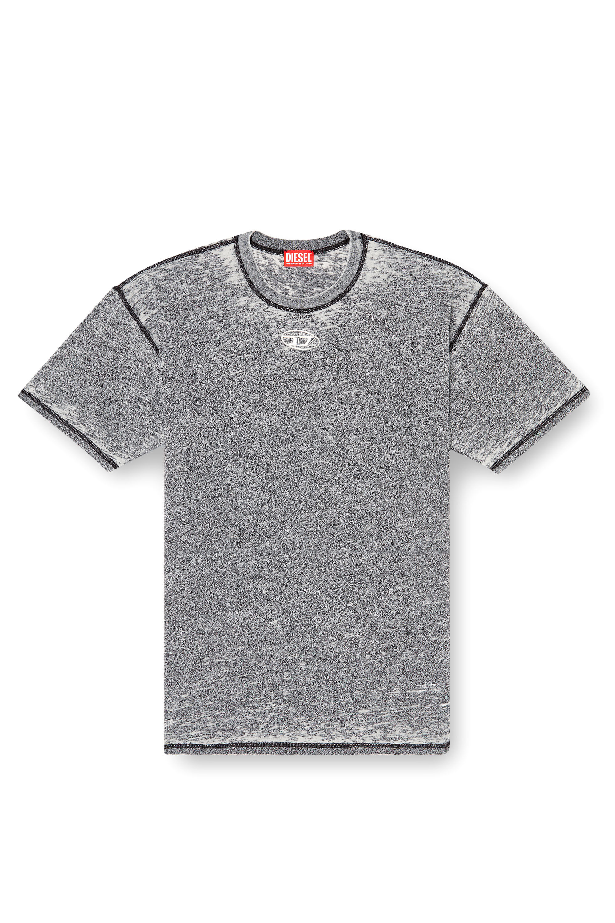 Men's Burnout T-shirt with metal-look logo | Grey | Diesel
