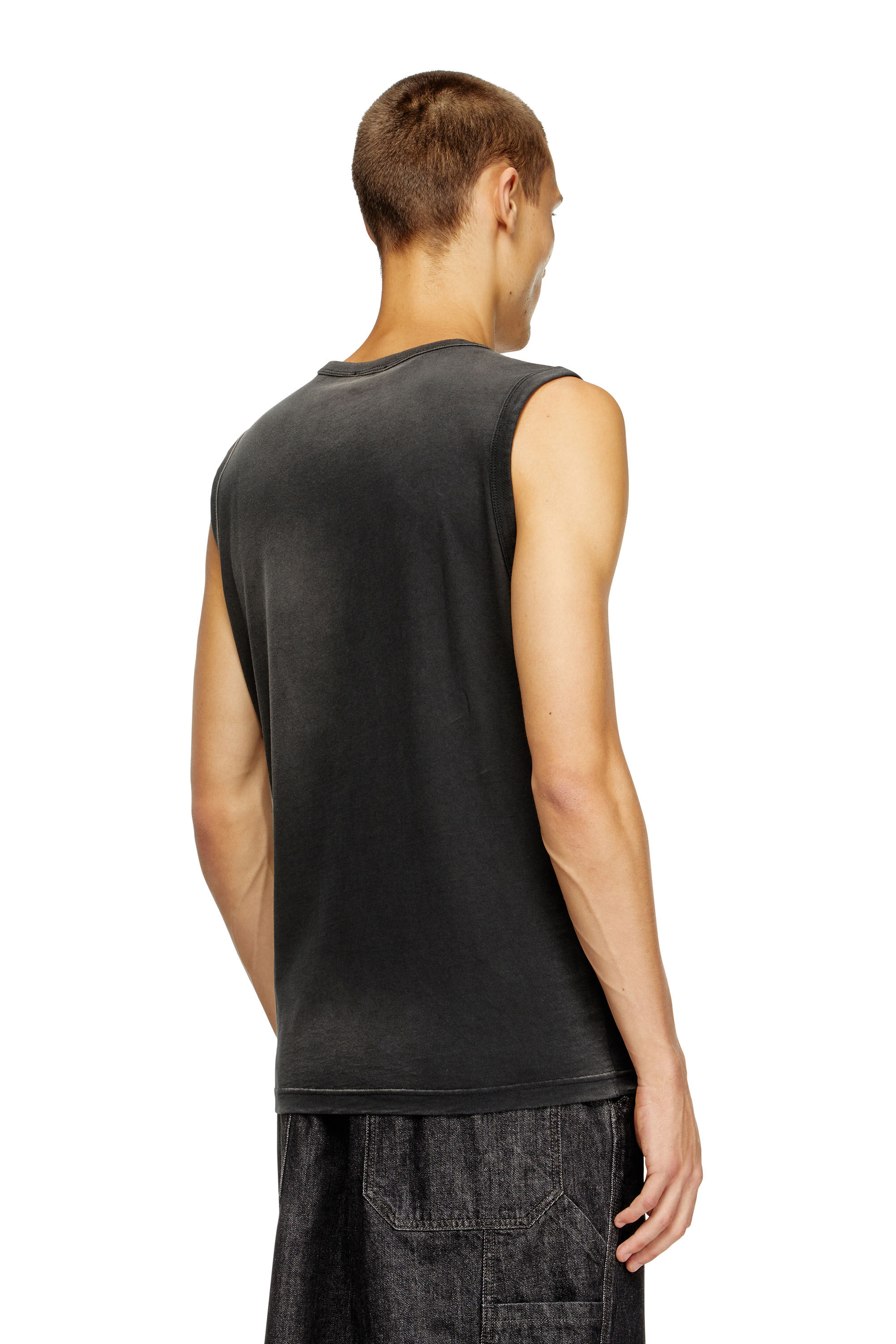 Men's Faded tank top with puffy Oval D | Black | Diesel