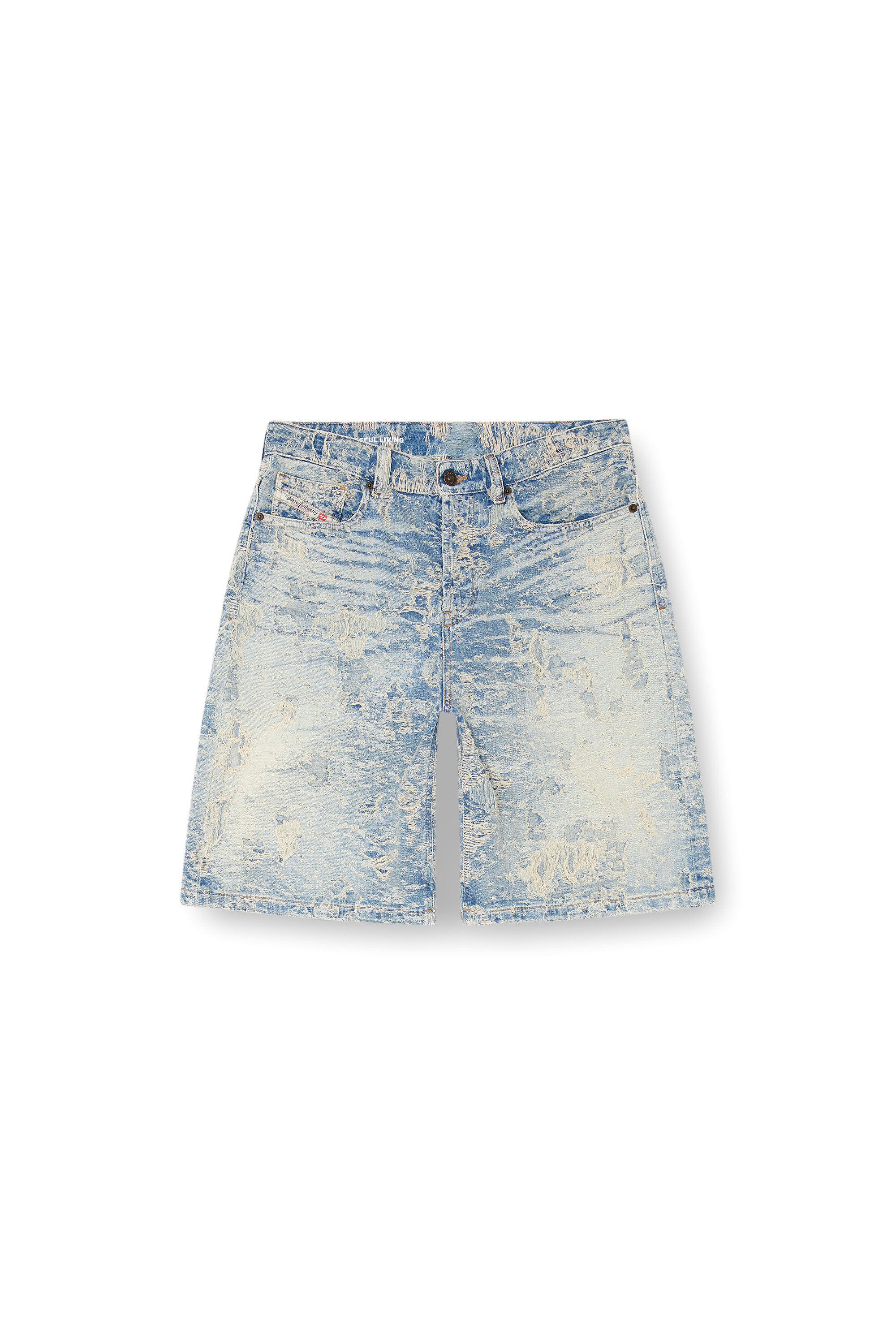 Diesel - DE-SIRE-SHORT-FSF, Woman's Shorts in dirty jacquard denim in Light Blue - 2