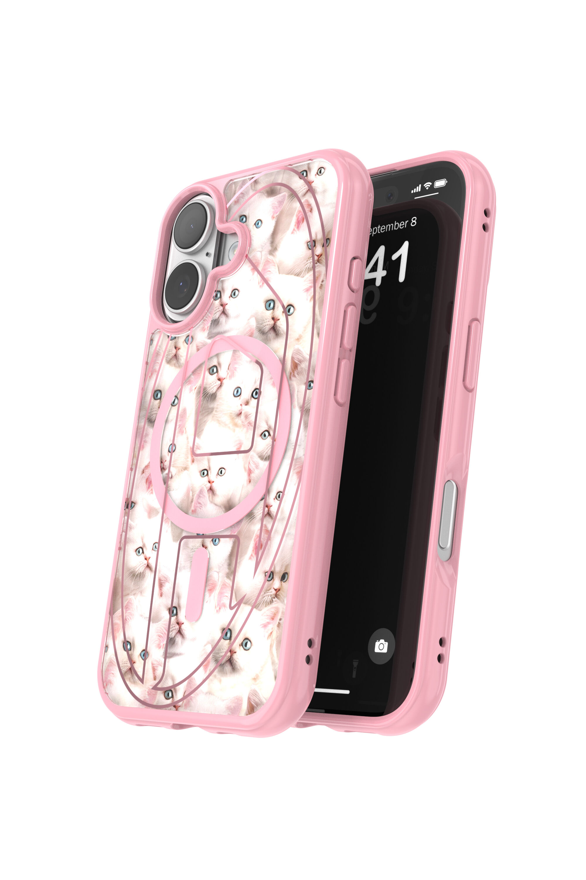 Women's Oval D cats case with magsafe for iPhone 17 | Pink | Diesel