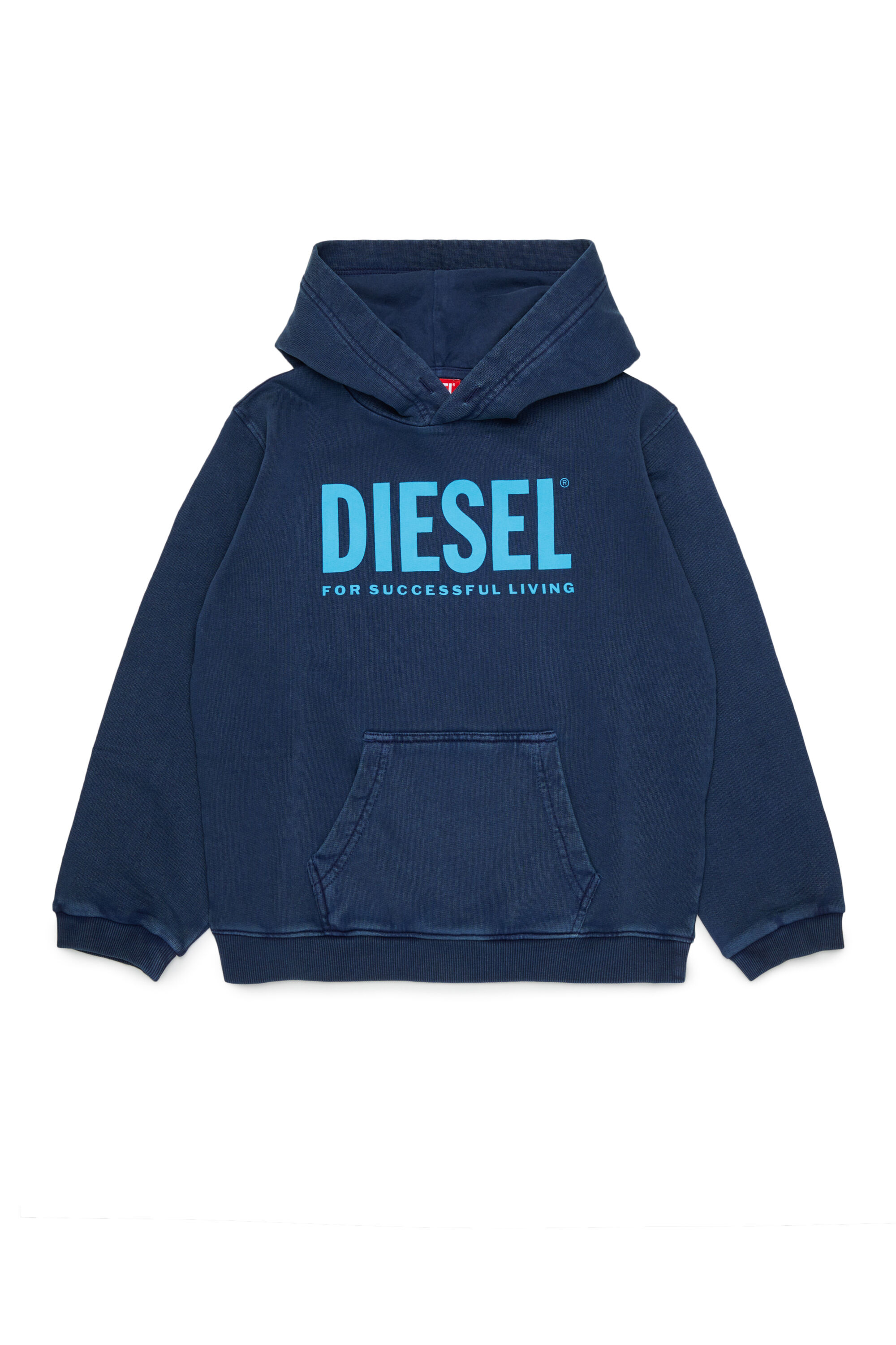 Diesel - STISEL OVER, Man's Hoodie with maxi logo print in Dark Blue - 1