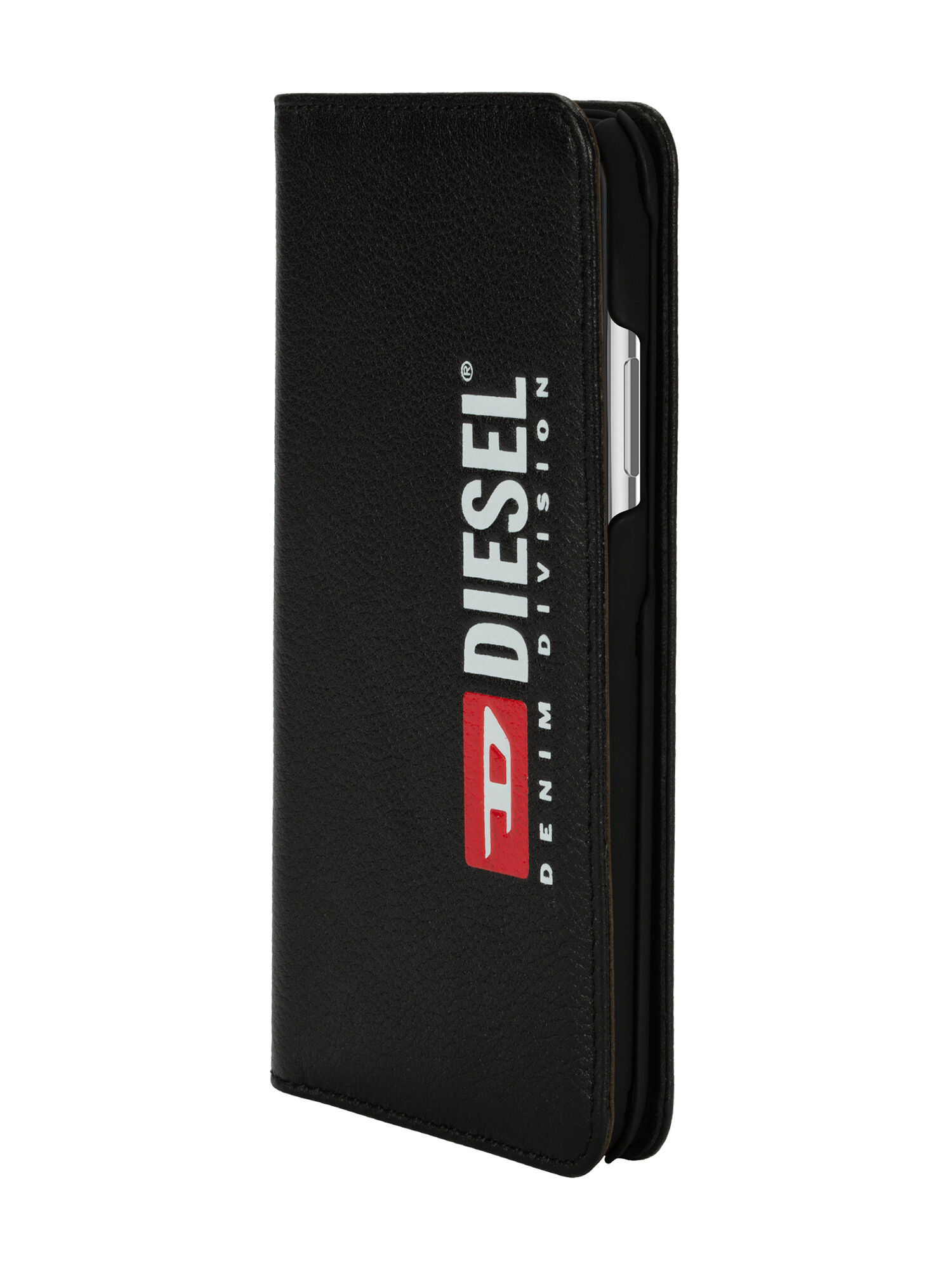 Diesel - DIESEL 2-IN-1 FOLIO CASE FOR IPHONE XS MAX, Unisex's Black leather printed and debossed logo case, iPhone XS MaX in Black - 3