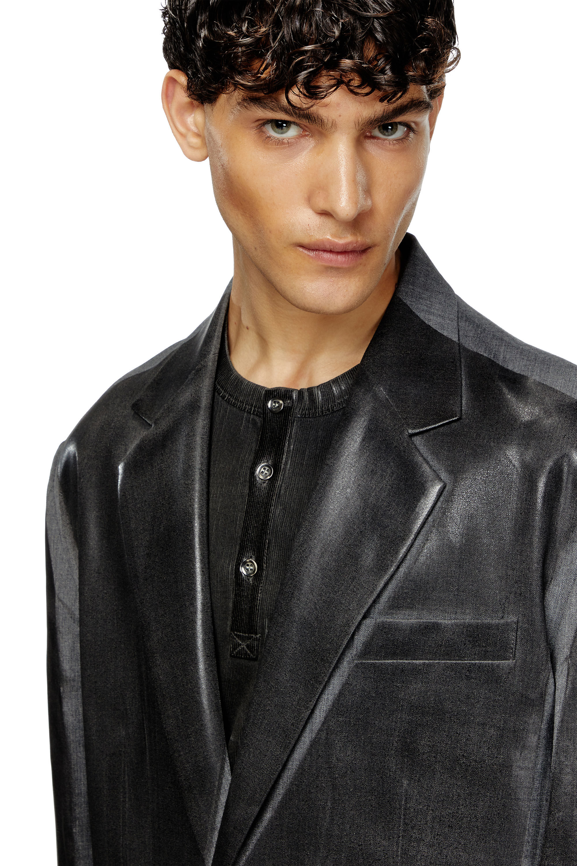 Women's Oversized blazer with coated front | Black | Diesel Women's Oversized blazer with coated front | Black | Diesel