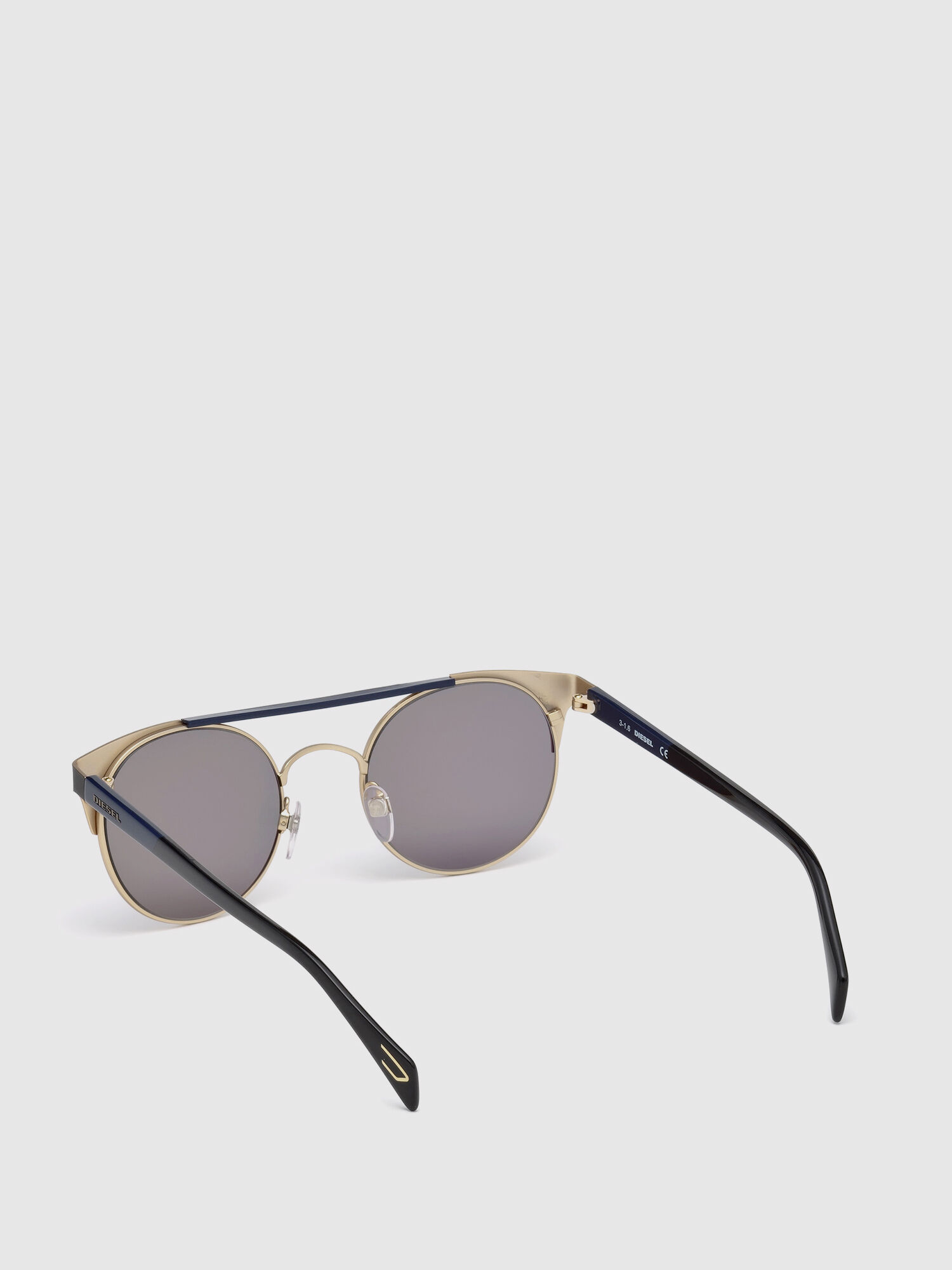 Diesel - DL0218, Unisex's Panto-shaped metal eyewear in Black/Blue - 2