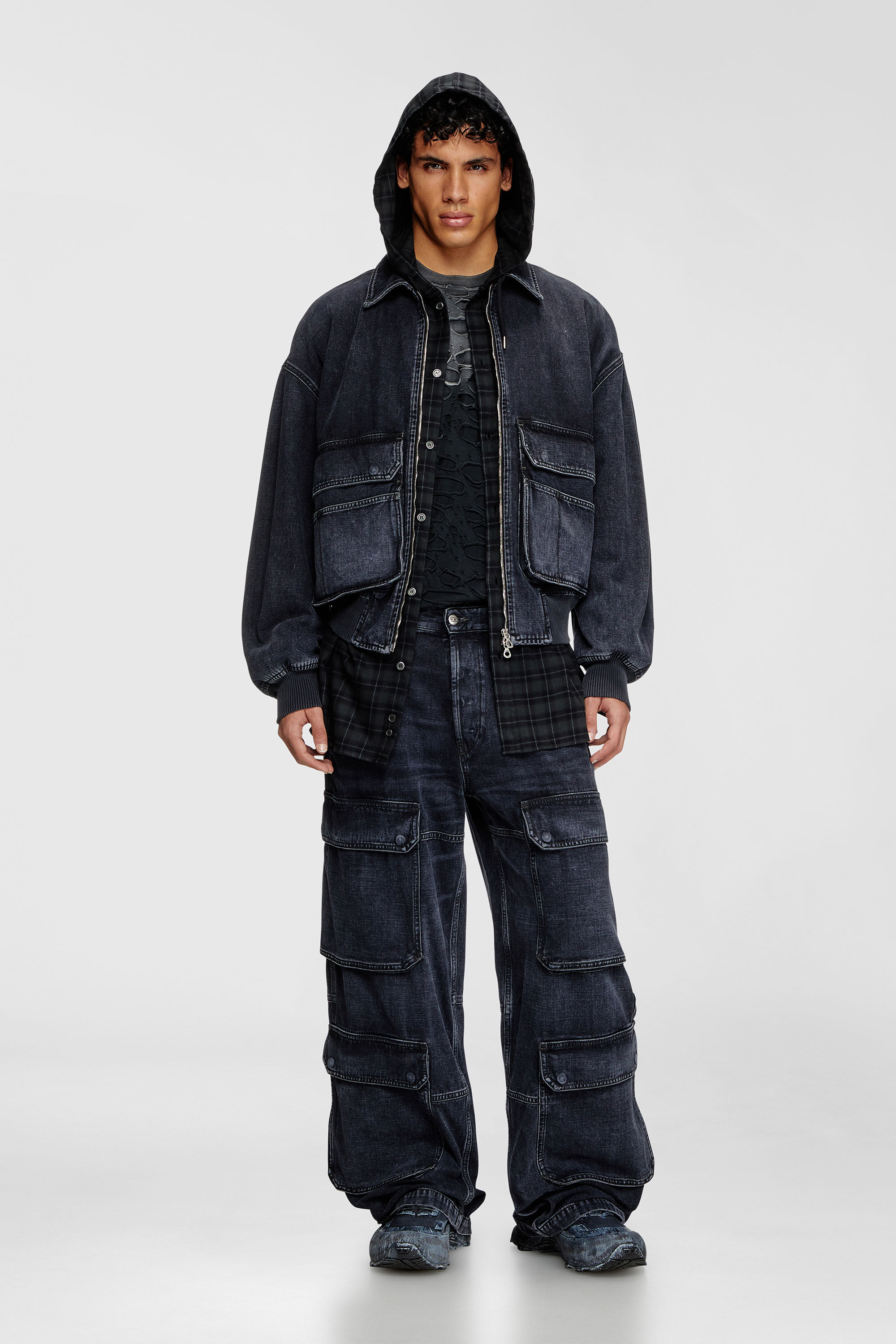 Diesel - D-KURZ, Unisex's Jacket in batavia-weave denim in Black - 1