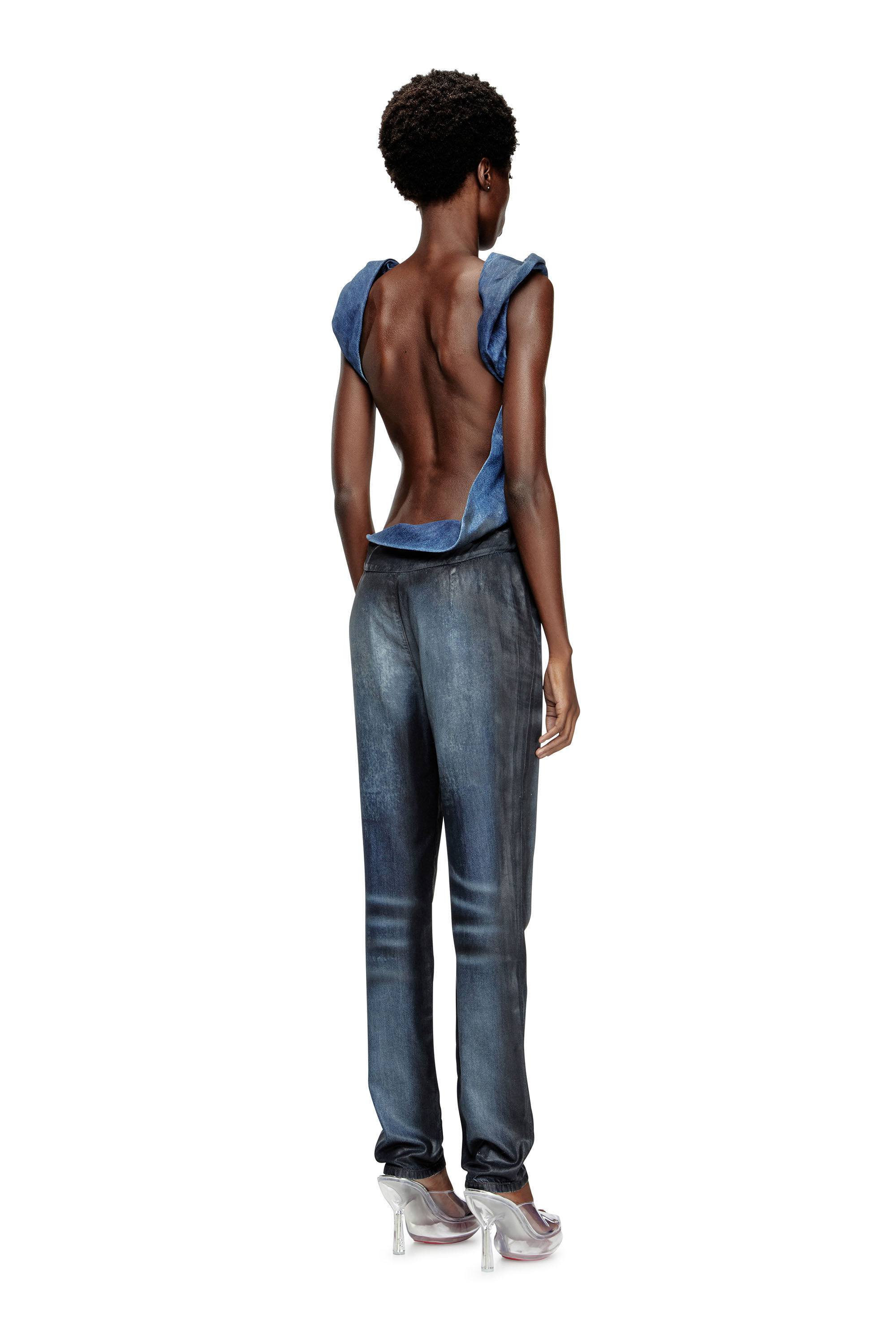 Women's Jumpsuit in glossy coated Tencel denim | Blue | Diesel