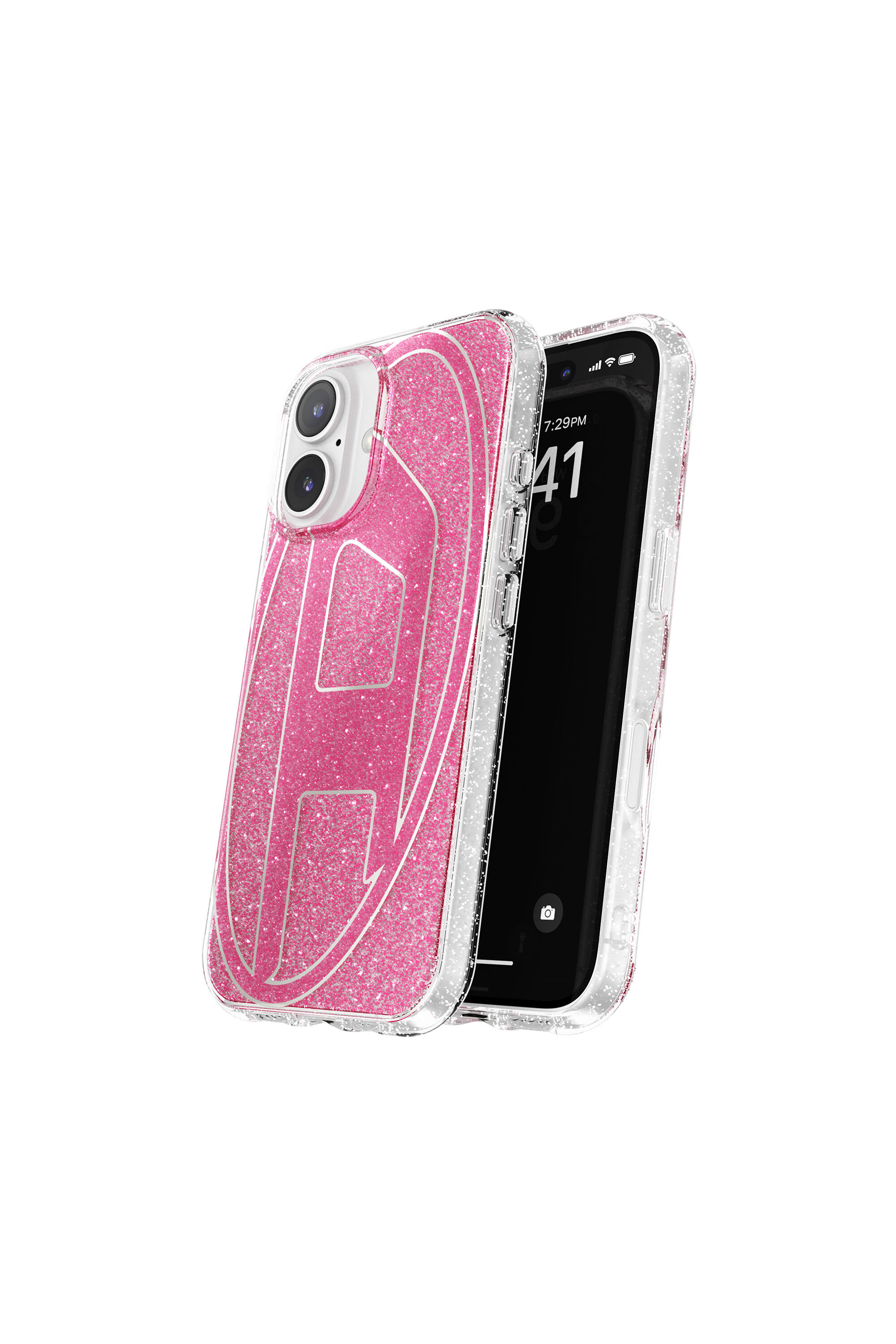 DIESEL 60155 Aop Case ピンクiPhone13.14 Women's Oval D Glitter Case for iP 16 | Pink | Diesel