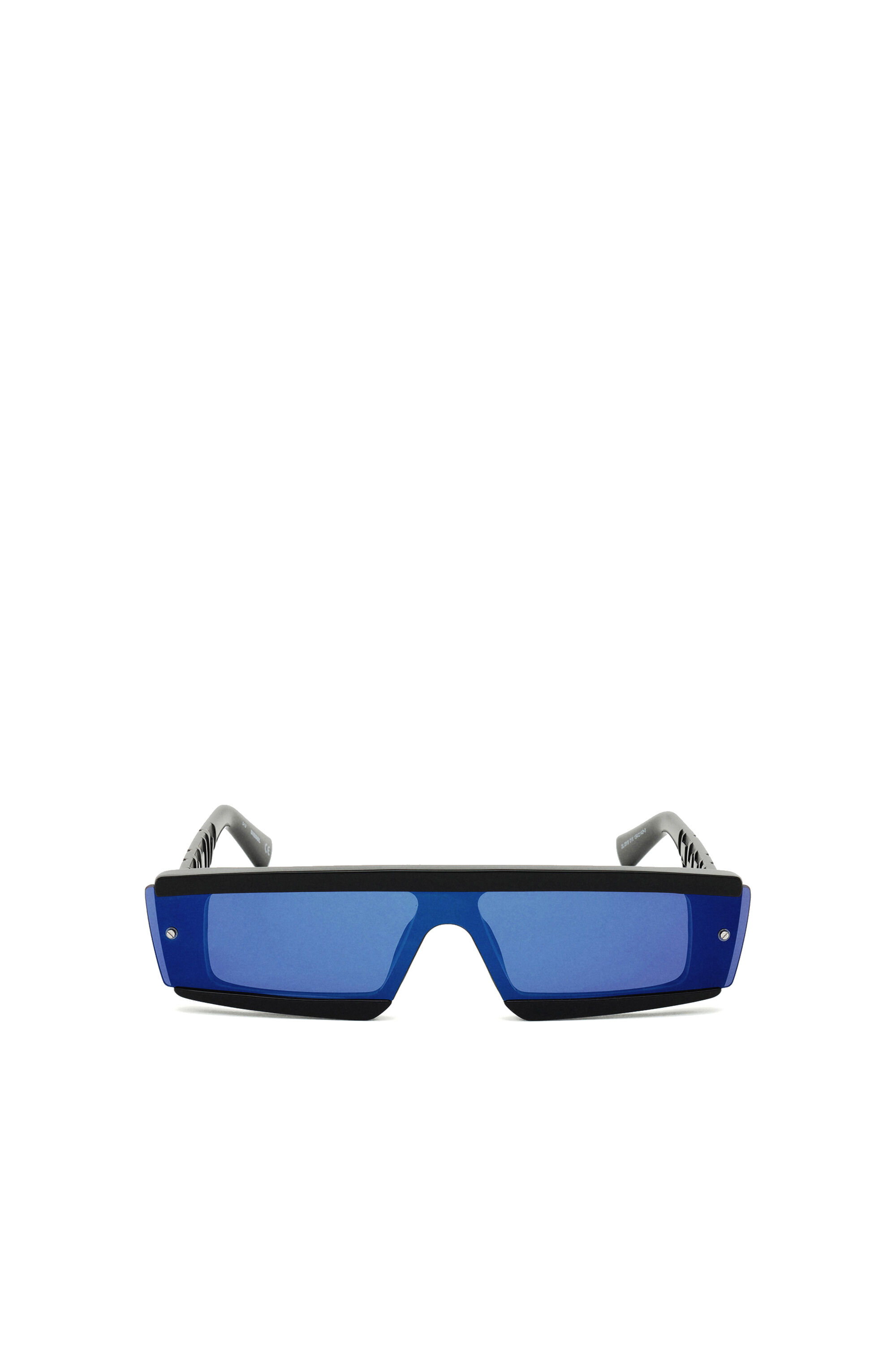 Diesel - DL0318, Man's Acetate wraparound frame with mirror lenses in Black/Blue - 1