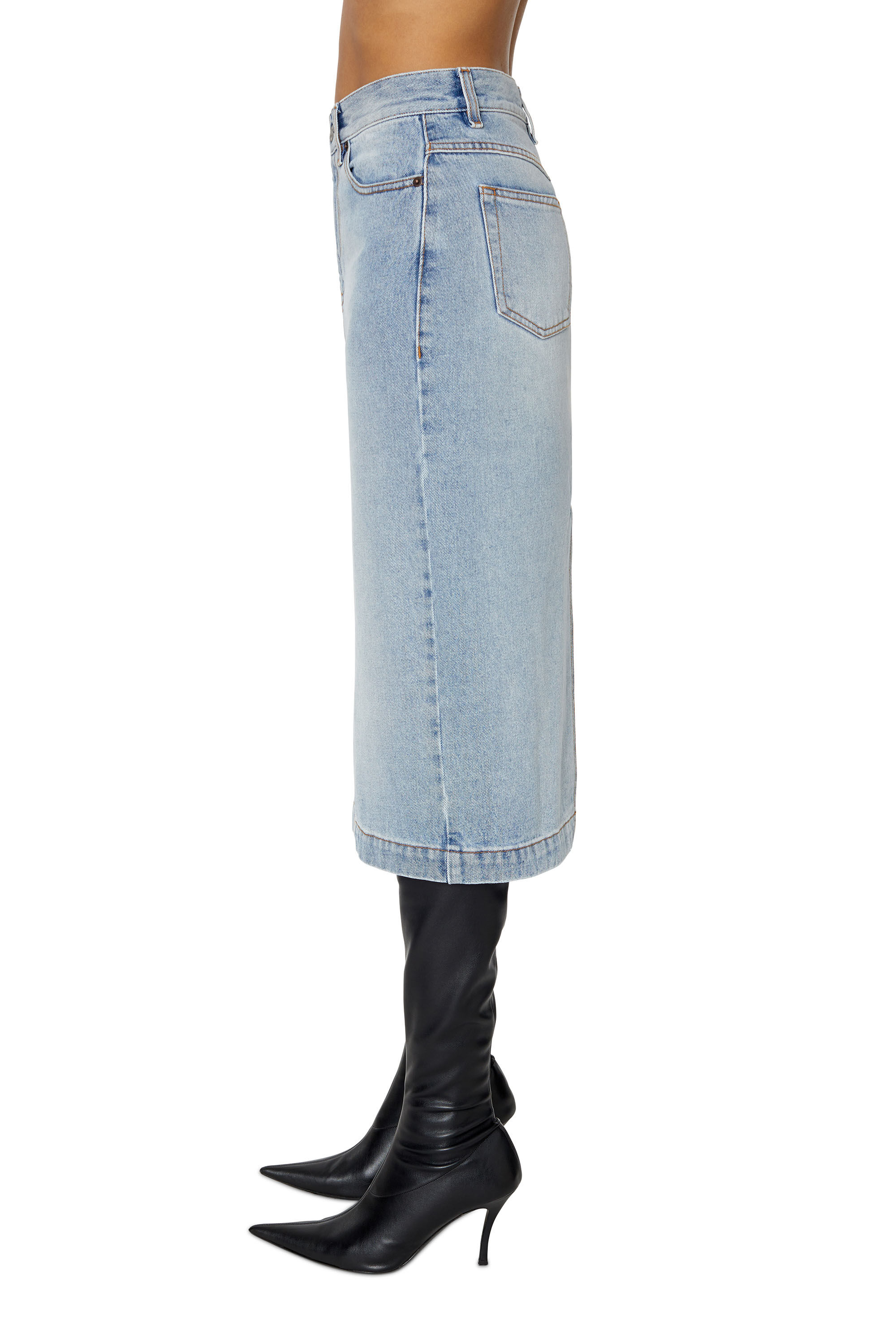Diesel - DE-RONNY PENCIL SKIRT, Woman's Pencil skirt in denim in Light Blue - 4