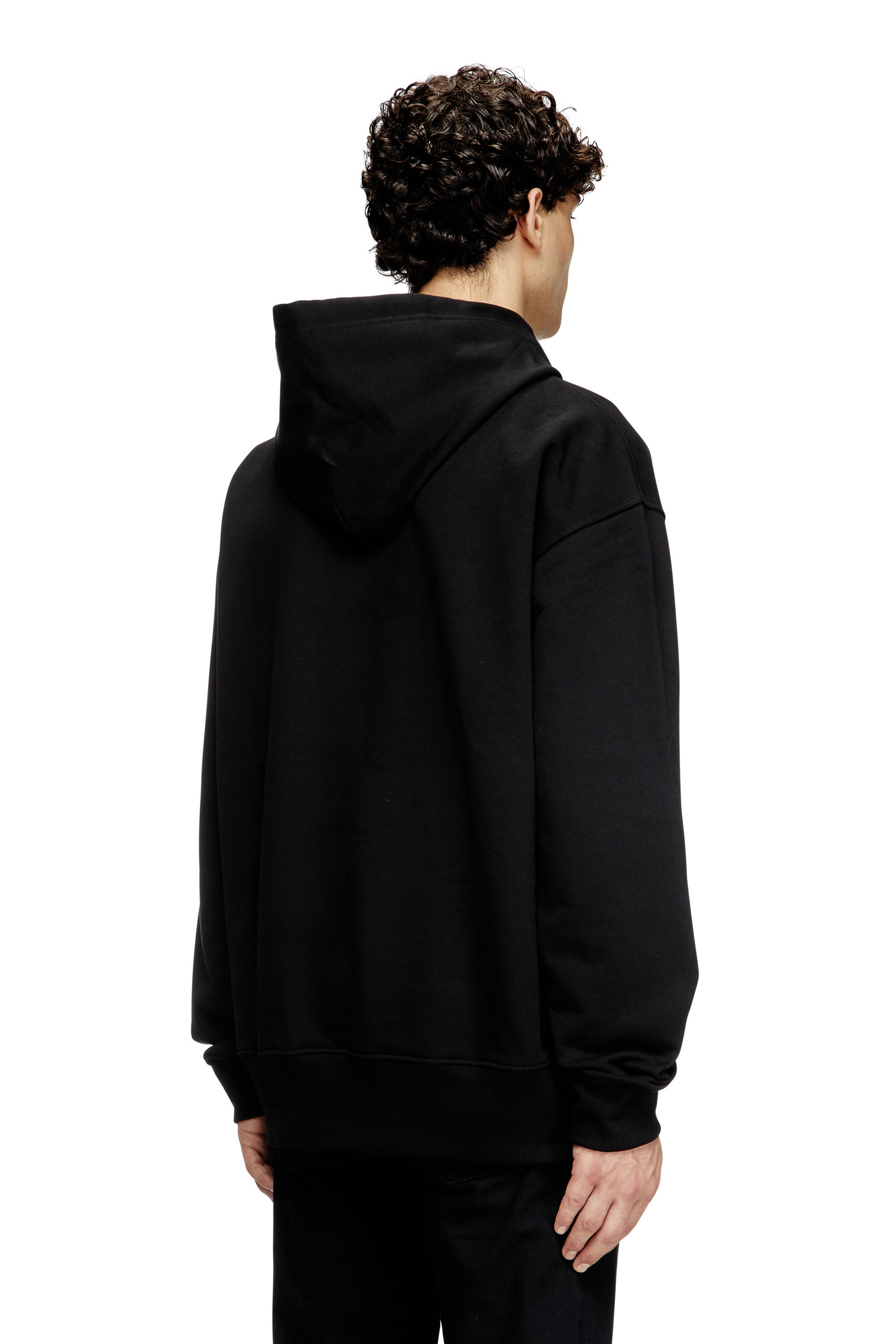 【DIESEL】S-Macsis-Od S-MACS-HOOD-OD Men: Oversized black hoodie metallic logo