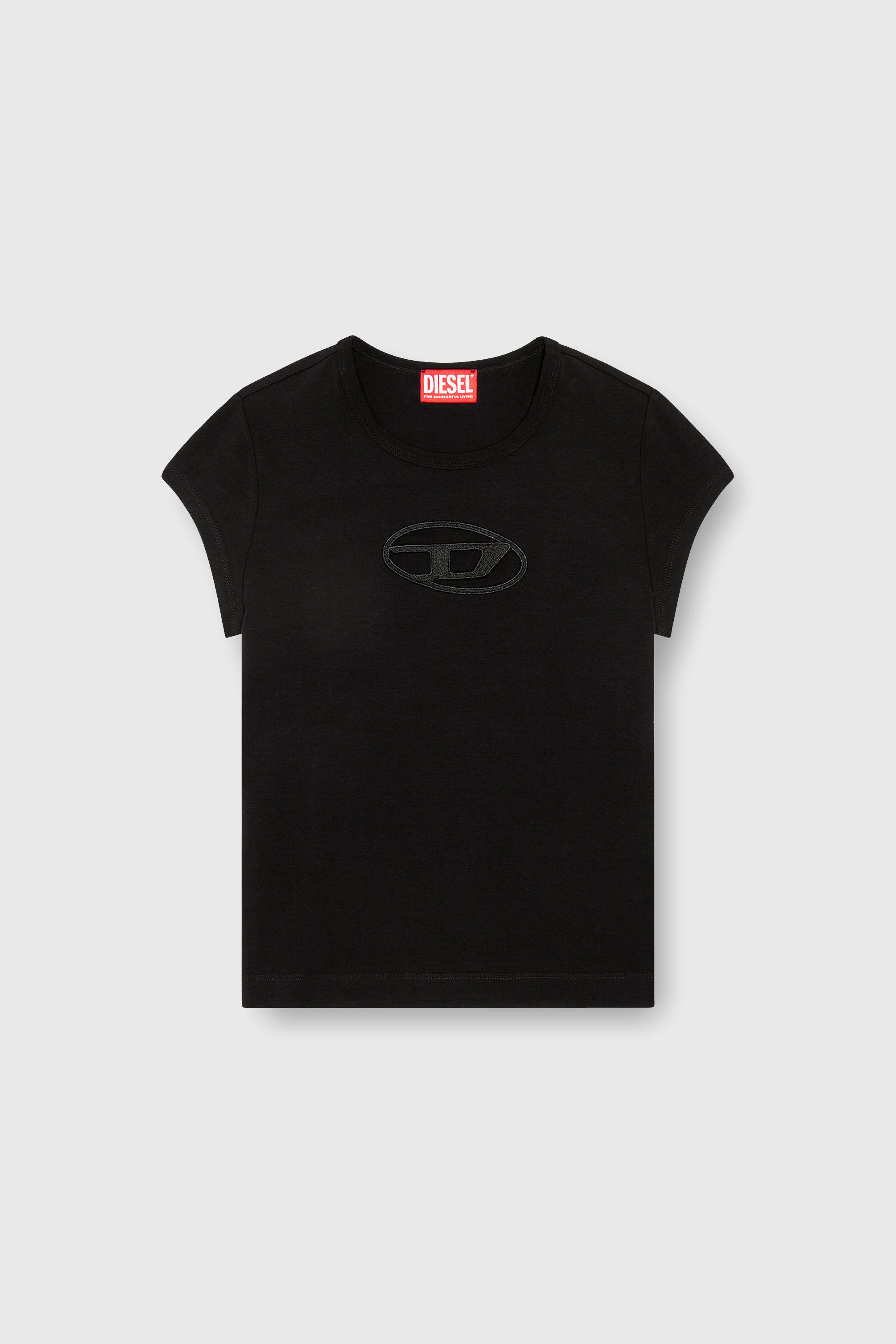 DIESEL T-ANGIE 半袖Tシャツ ブラック XS T-ANGIE Woman: Cotton T-shirt with cut-out D logo | Diesel {{Country}}