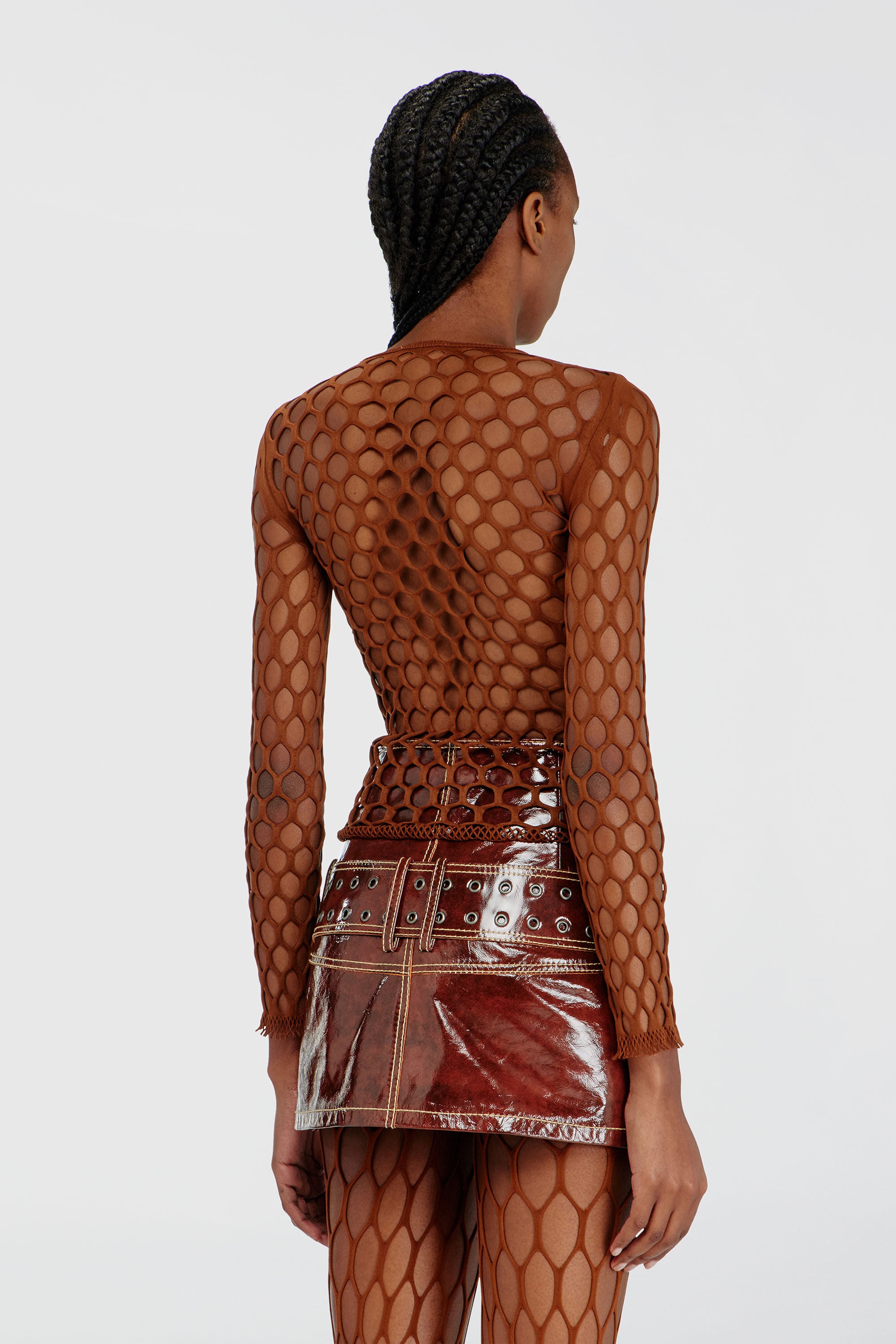 Diesel - M-ZANDA, Woman's Stretchy mesh-knit top in Brown - 4