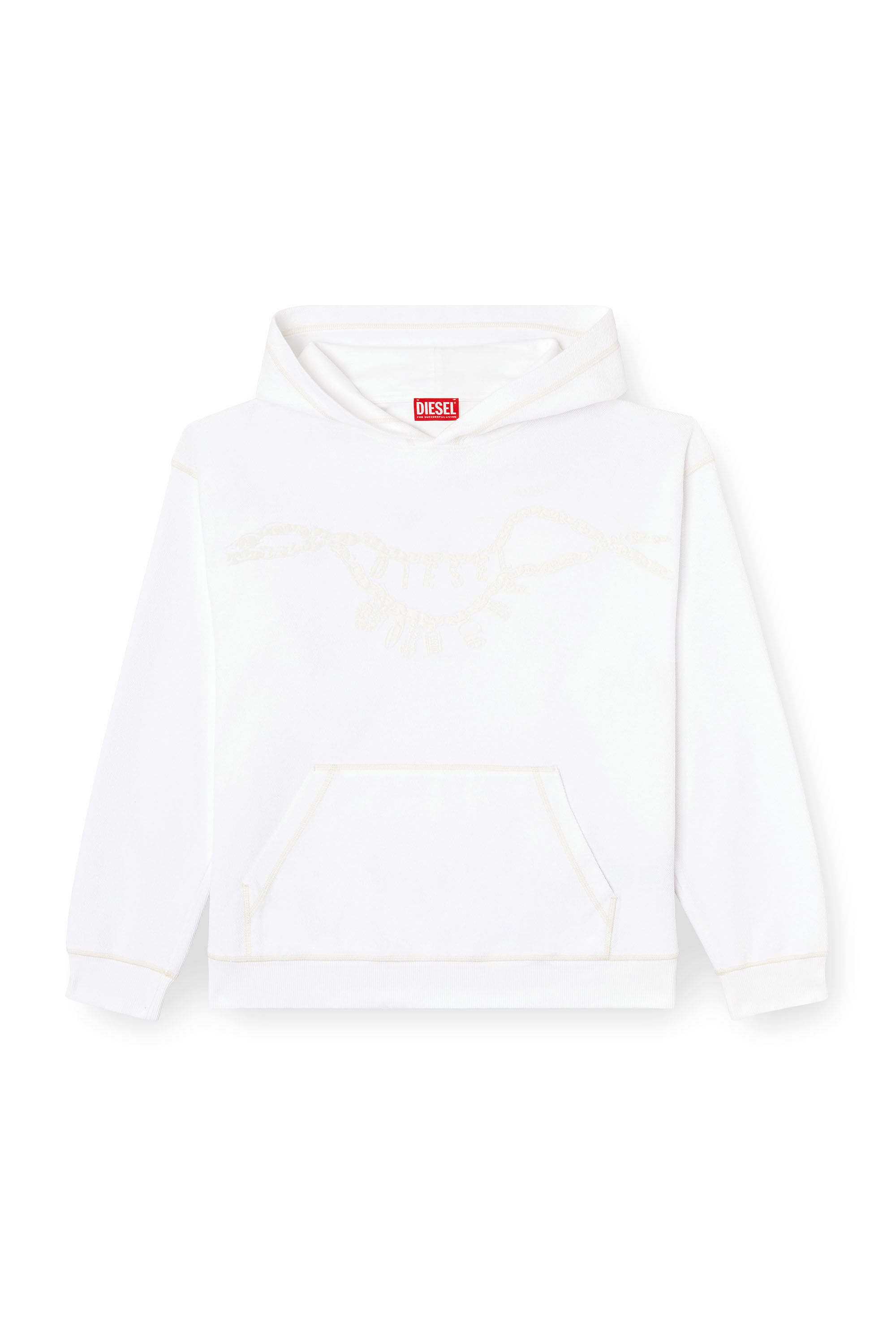 Diesel - S-BOXT-HOOD-HOSHI, Unisex's Hoodie with charm necklace print in White - 2