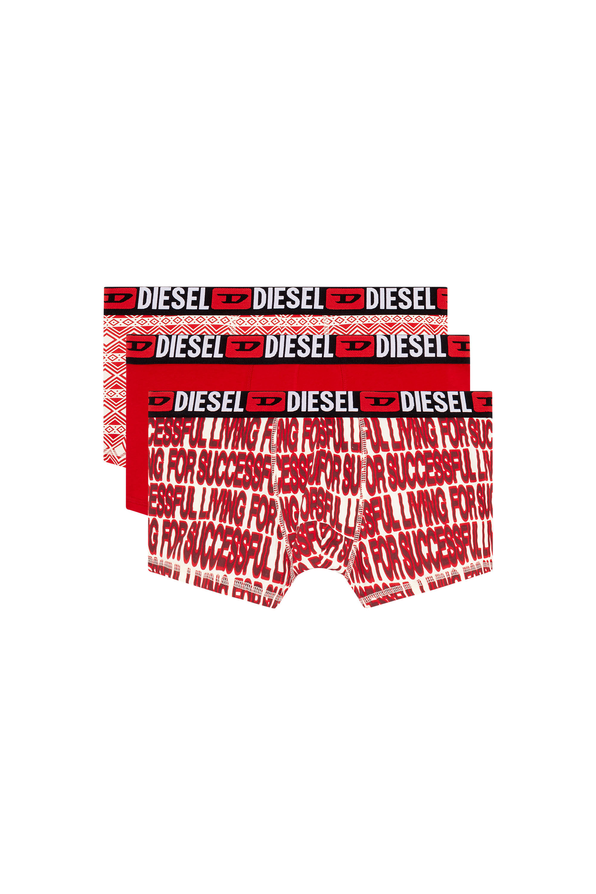 Diesel - UMBX-DAMIENTHREEPACK, Man Three-pack printed boxer briefs in Red - Image 1