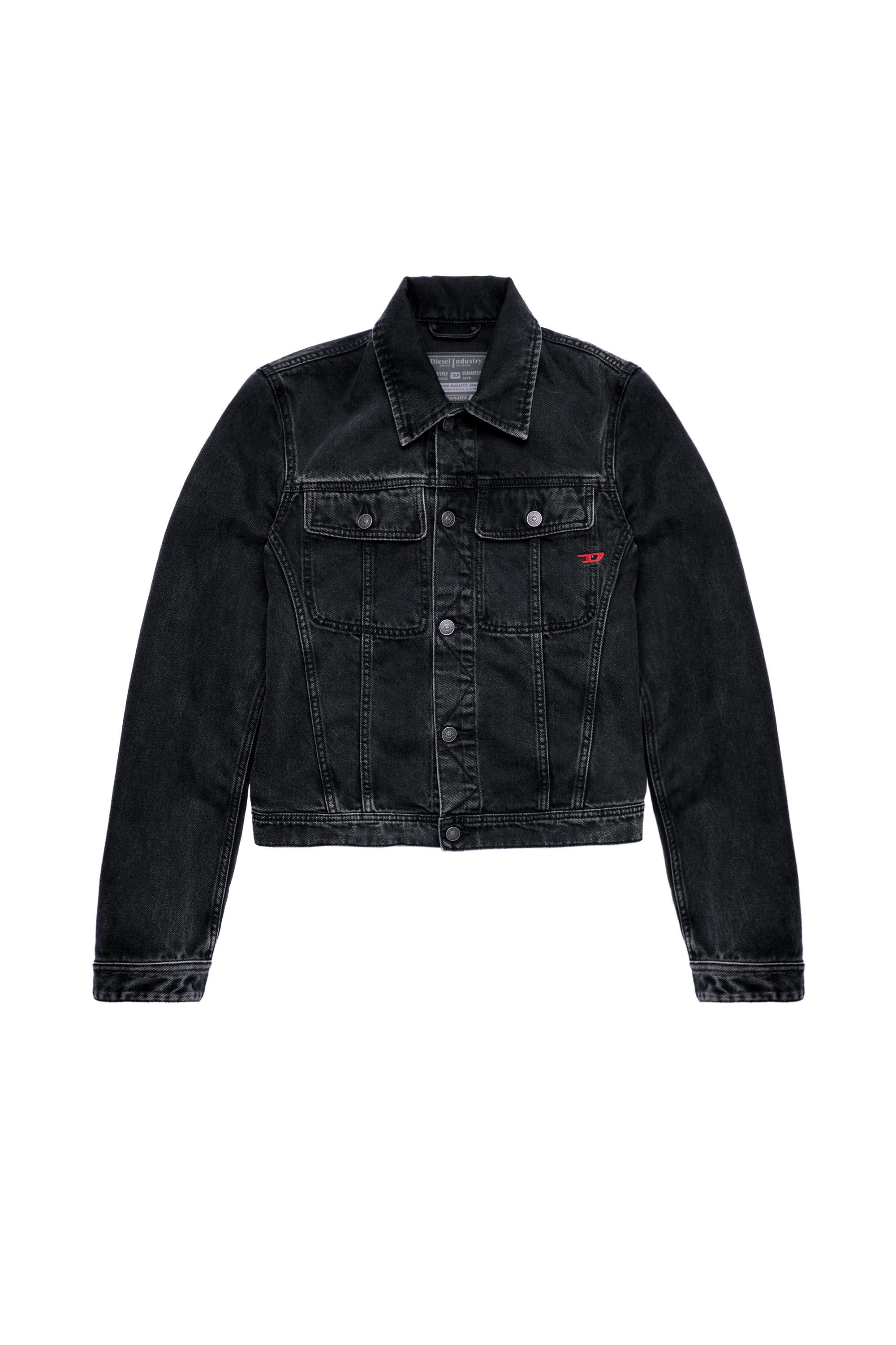 Diesel - D-MILO TRUCKER JACKET, Unisex's Slim-fit trucker jacket in Black/Dark grey - 5