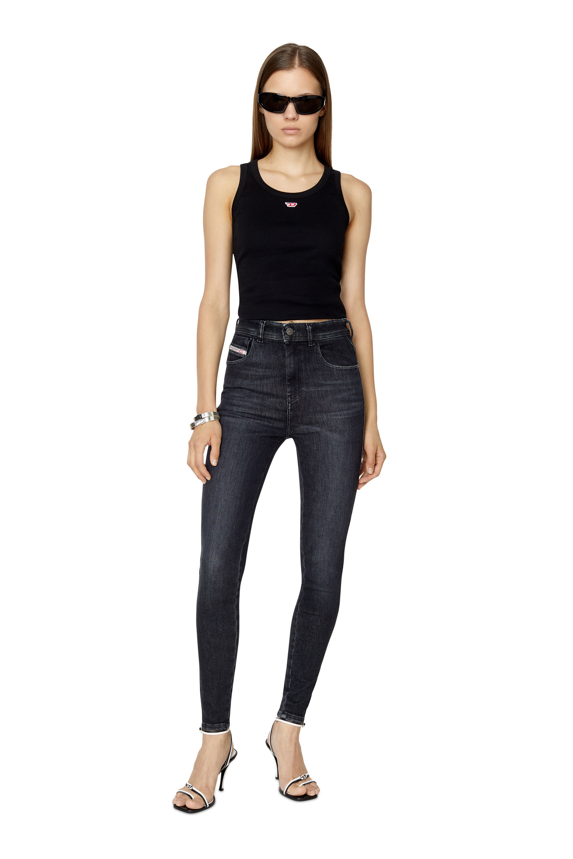 Diesel - 1984 Slandy-High 09D96 Super skinny Jeans, Black/Dark grey - Image 1