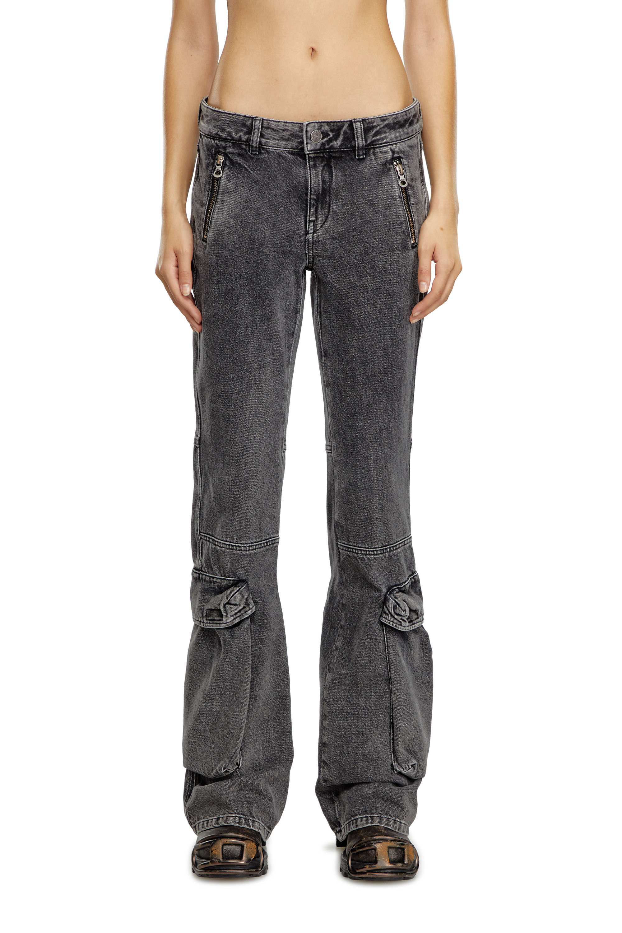 Diesel - Woman Bootcut and Flare Jeans D-Poky 0CBDH, Black/Dark grey - Image 3