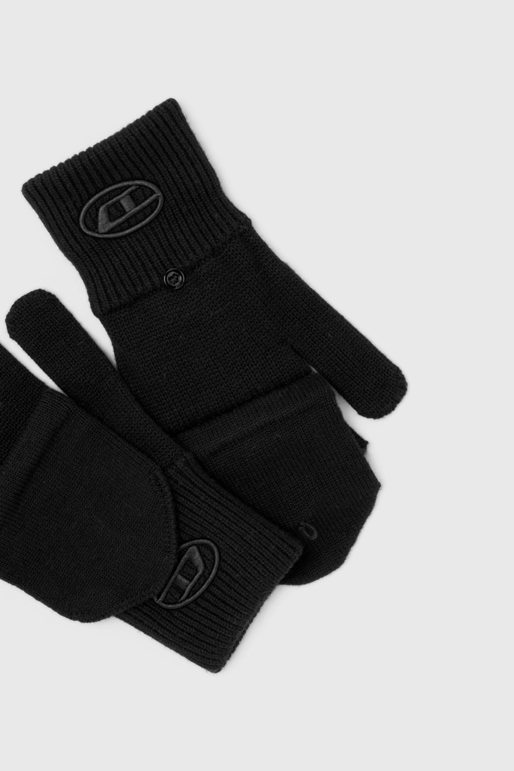 Diesel - K-CODY-B, Unisex's Wool-blend gloves with Oval D logo in Black - 3