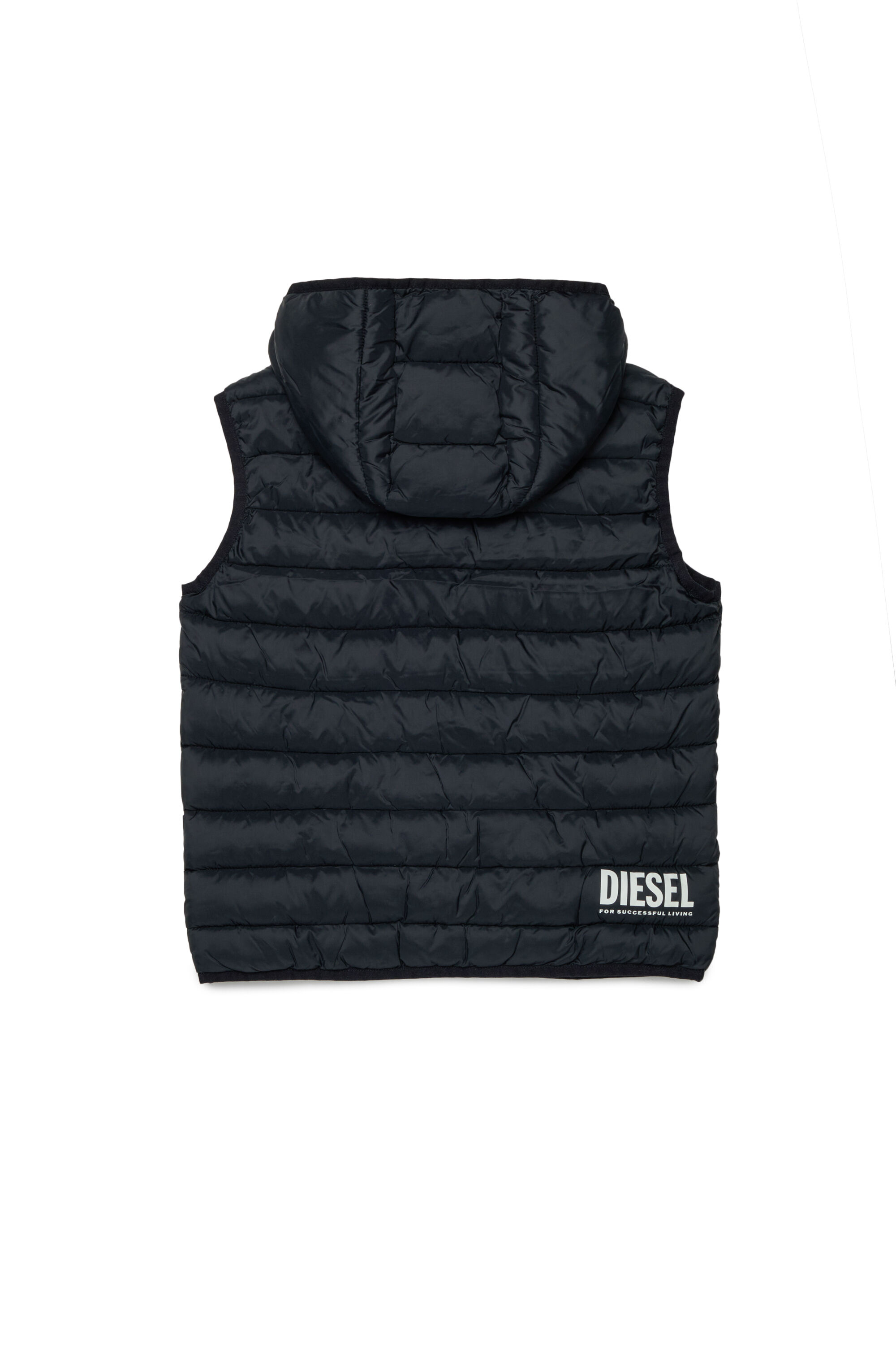 Diesel - JTEMPLY, Unisex's Nylon padded vest with hood in Black - 2