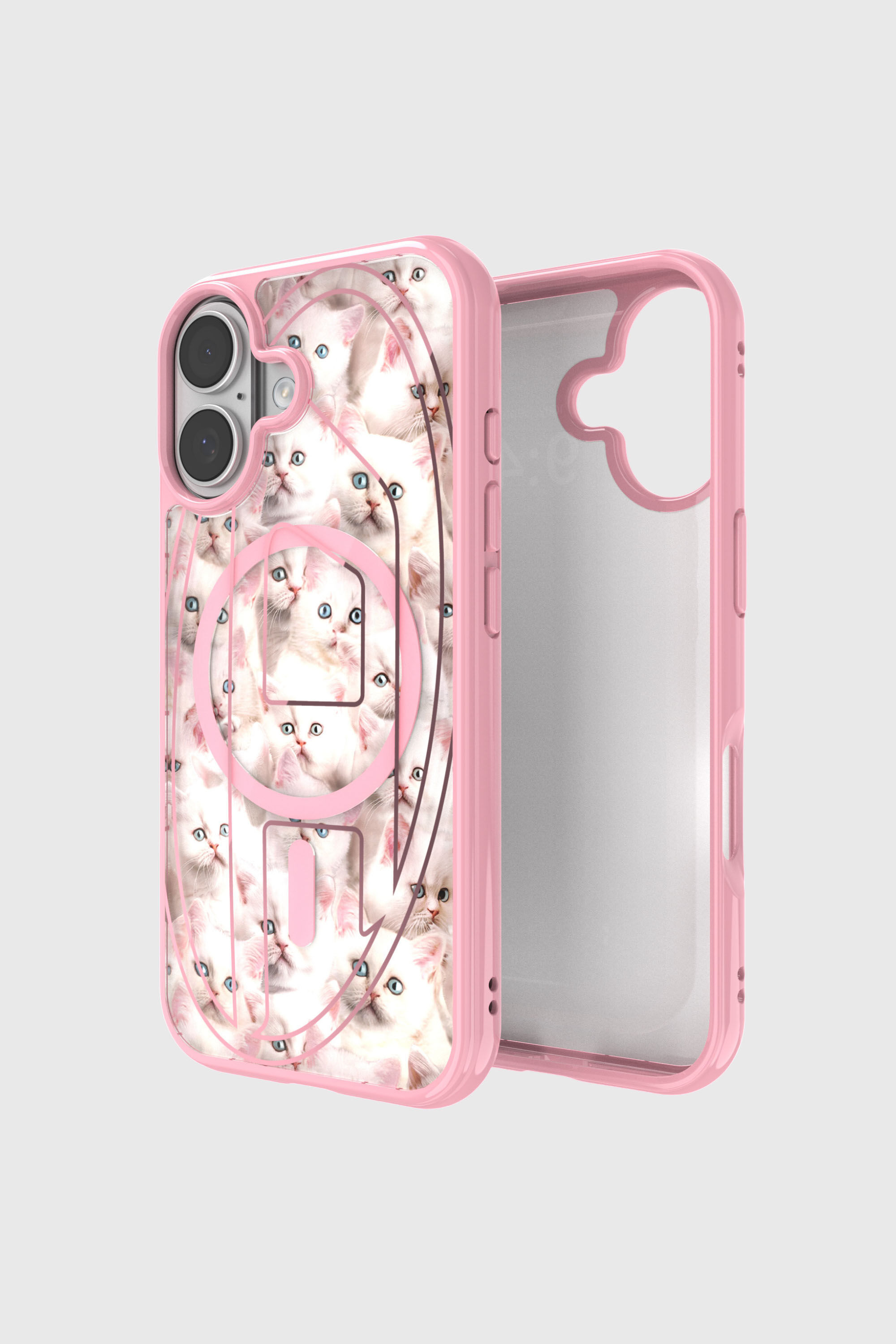 Women's Oval D cats case with magsafe for iPhone 17 | Pink
