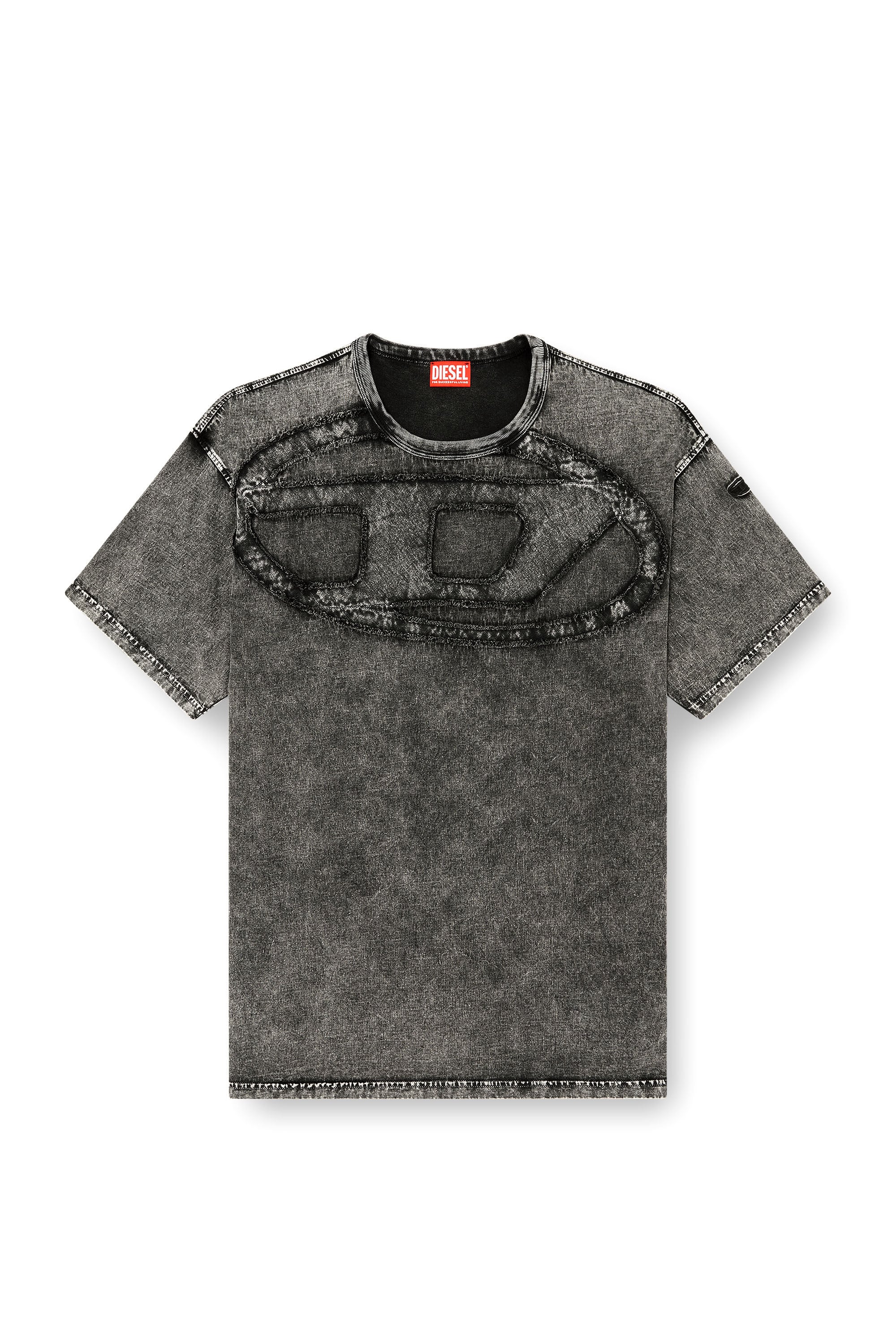 Diesel - T-BOXT-DEN, Man's Relaxed cotton T-shirt with Oval D applique in Black - 2
