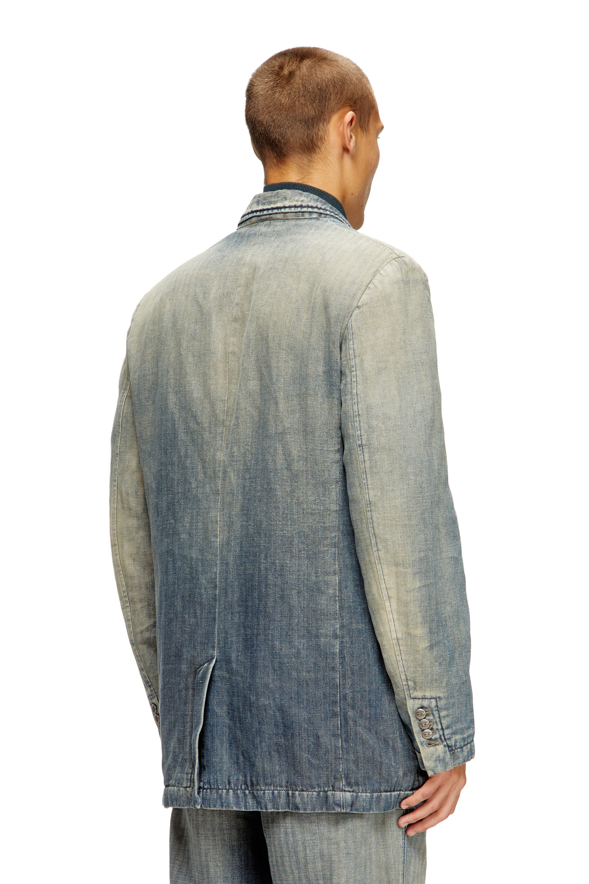 Diesel - D-REGER-D, Unisex's Blazer in dirt-effect herringbone denim in Grey/Blue - 4